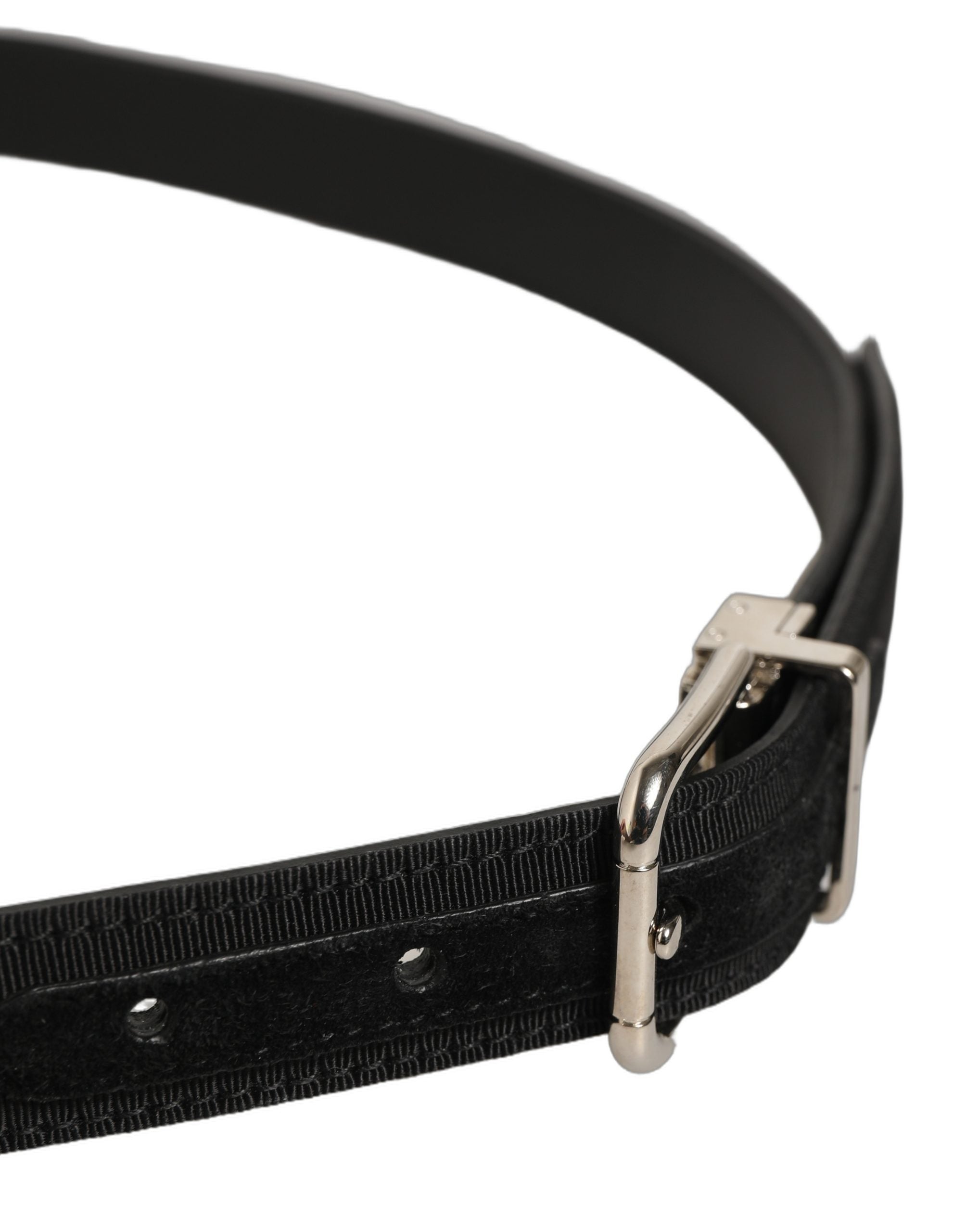Dolce & Gabbana Black Leather Belt with Silver Buckle - Luxury Accessory