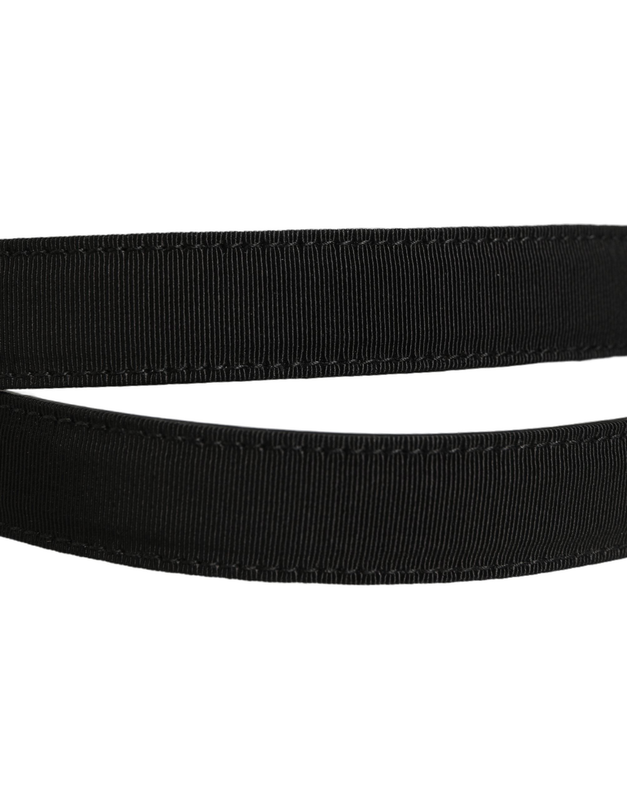 Dolce & Gabbana Black Leather Belt with Silver Buckle - Luxury Essentials