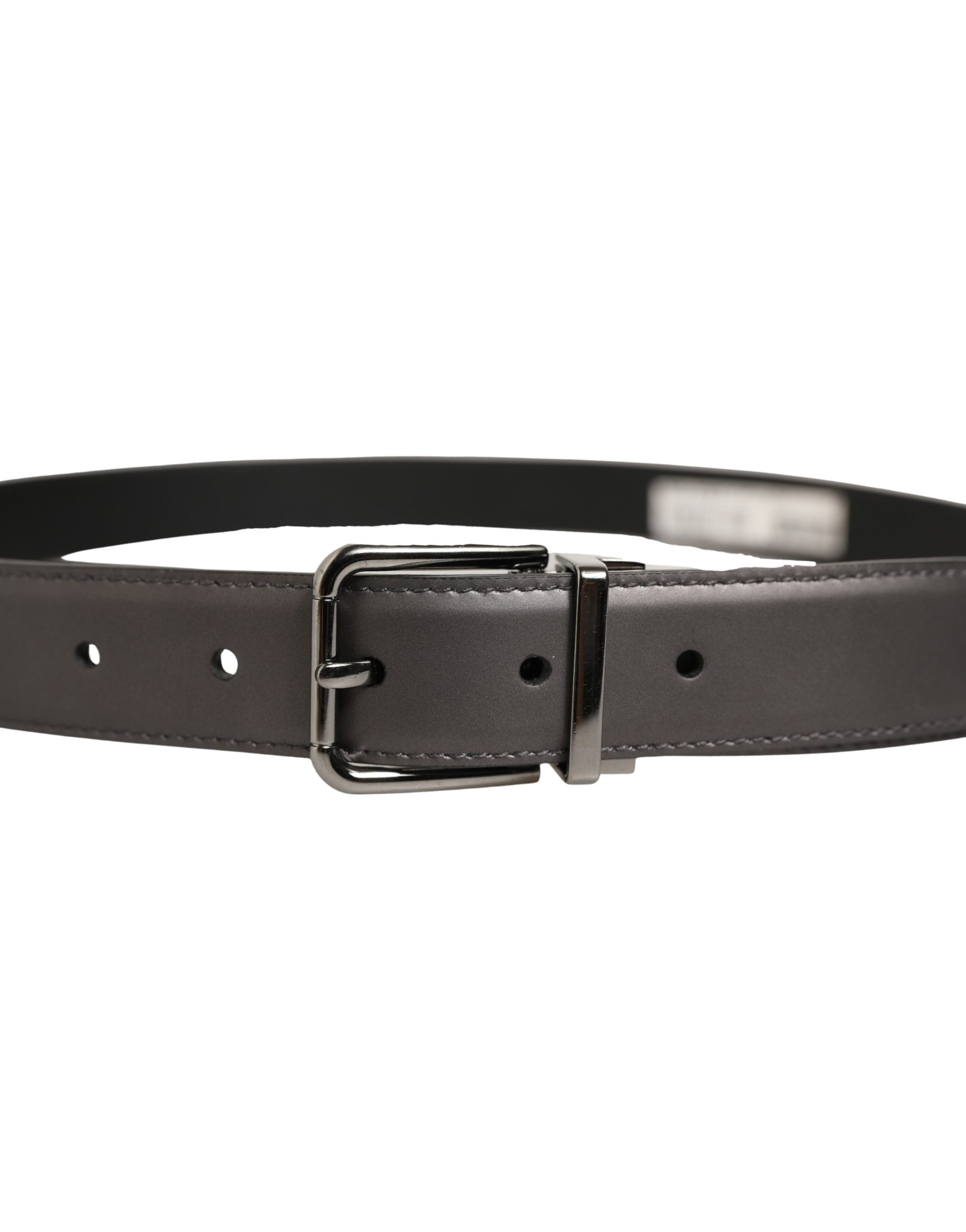 Dolce & Gabbana Dark Gray Leather Classic Belt - Timeless Luxury
