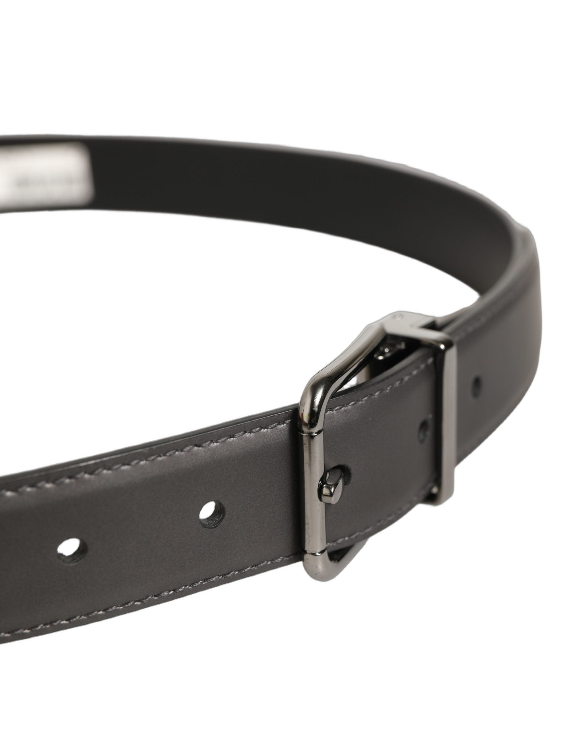 Dolce & Gabbana Dark Gray Leather Classic Belt - Exquisite Luxury