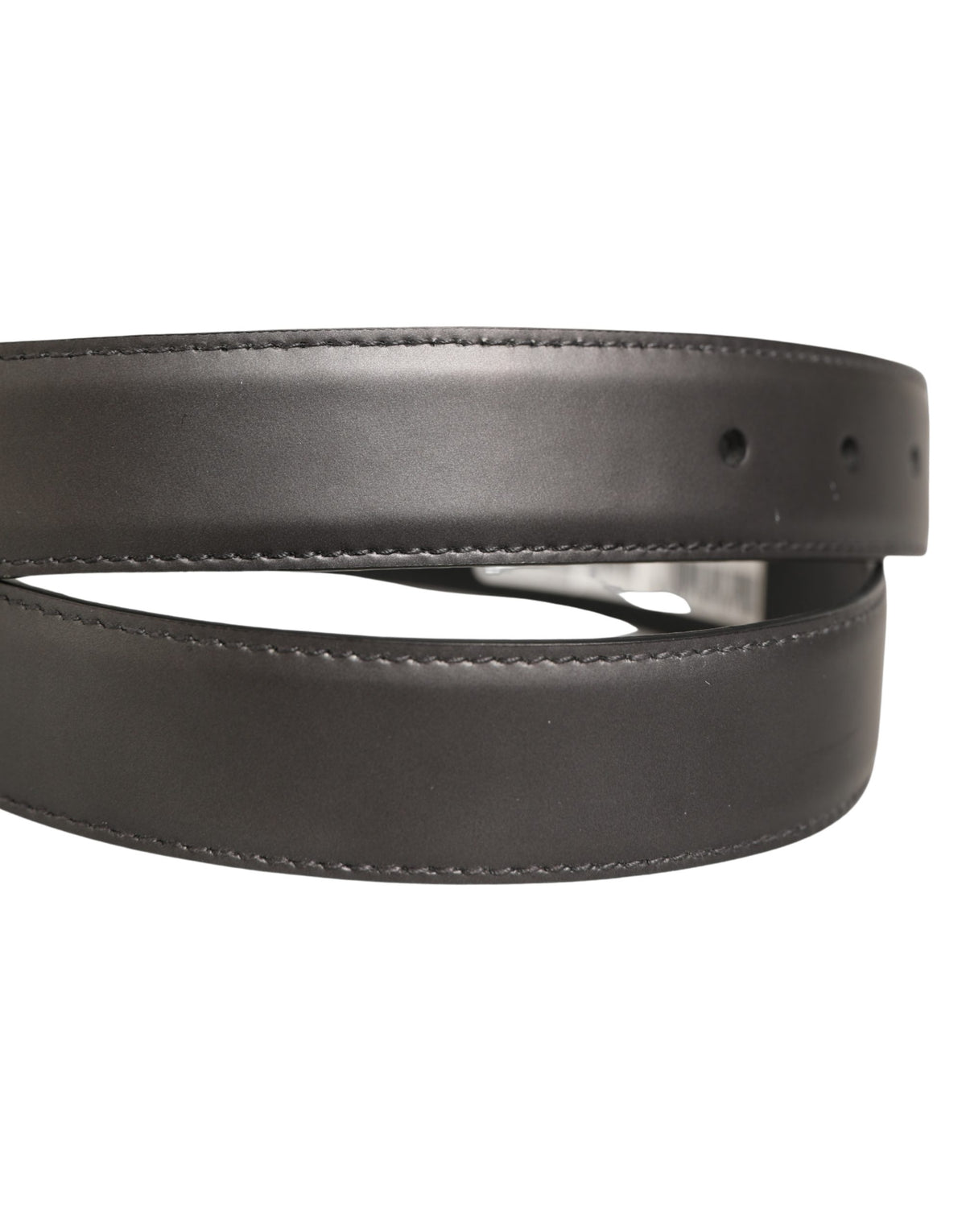 Dolce & Gabbana Dark Gray Leather Classic Belt - Timeless Luxury