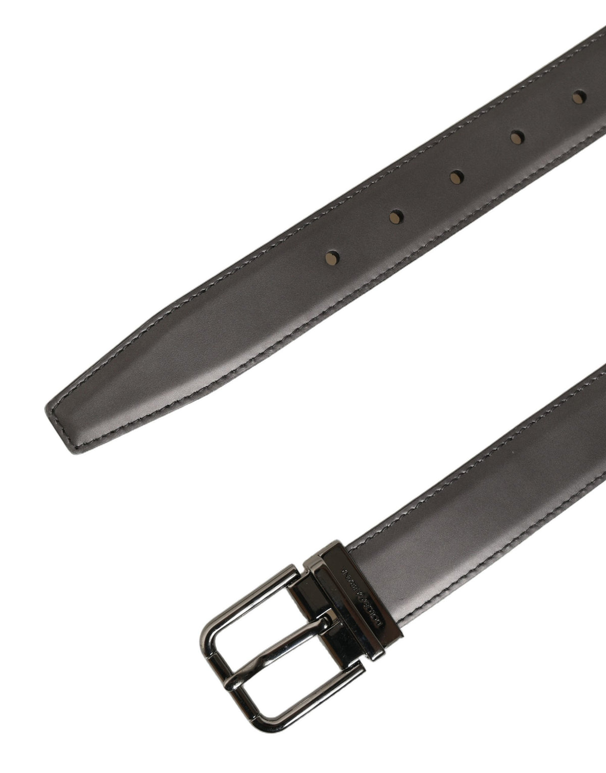 Dolce & Gabbana Dark Gray Leather Belt - Timeless Luxury Accessory