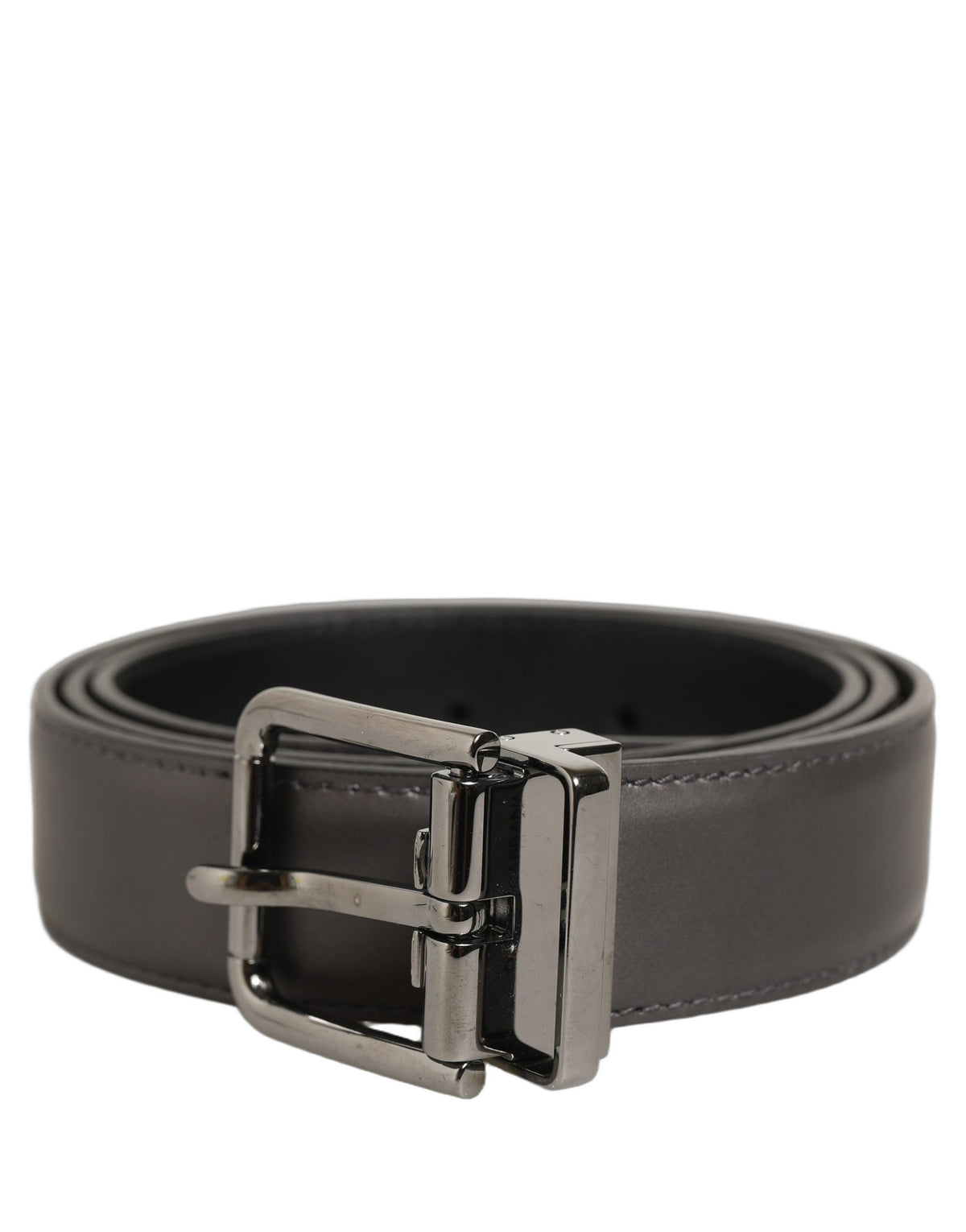 Dolce & Gabbana Dark Gray Leather Classic Belt - Timeless Elegance