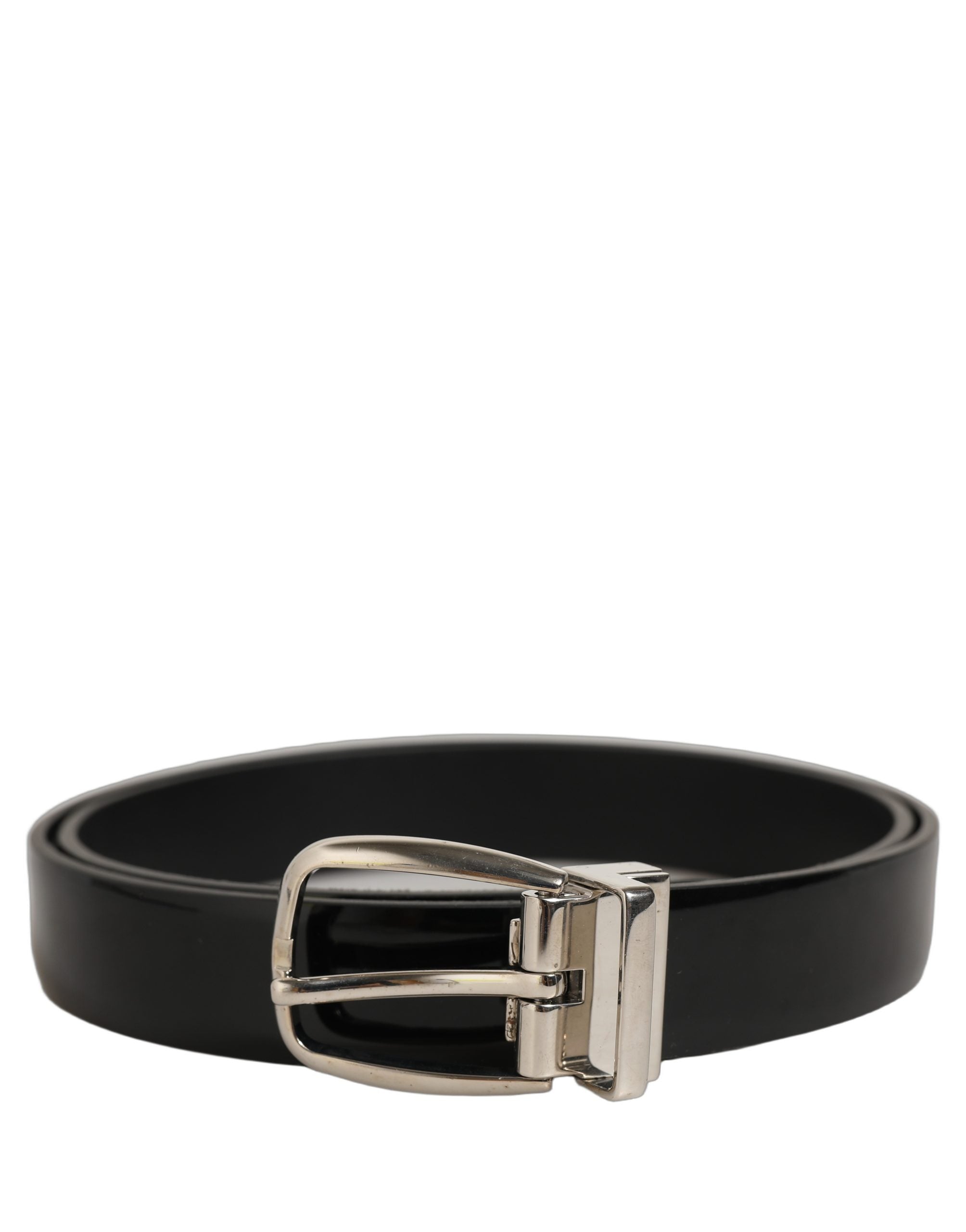 Dolce & Gabbana Black Leather Belt with Silver Buckle - Luxury Elegance