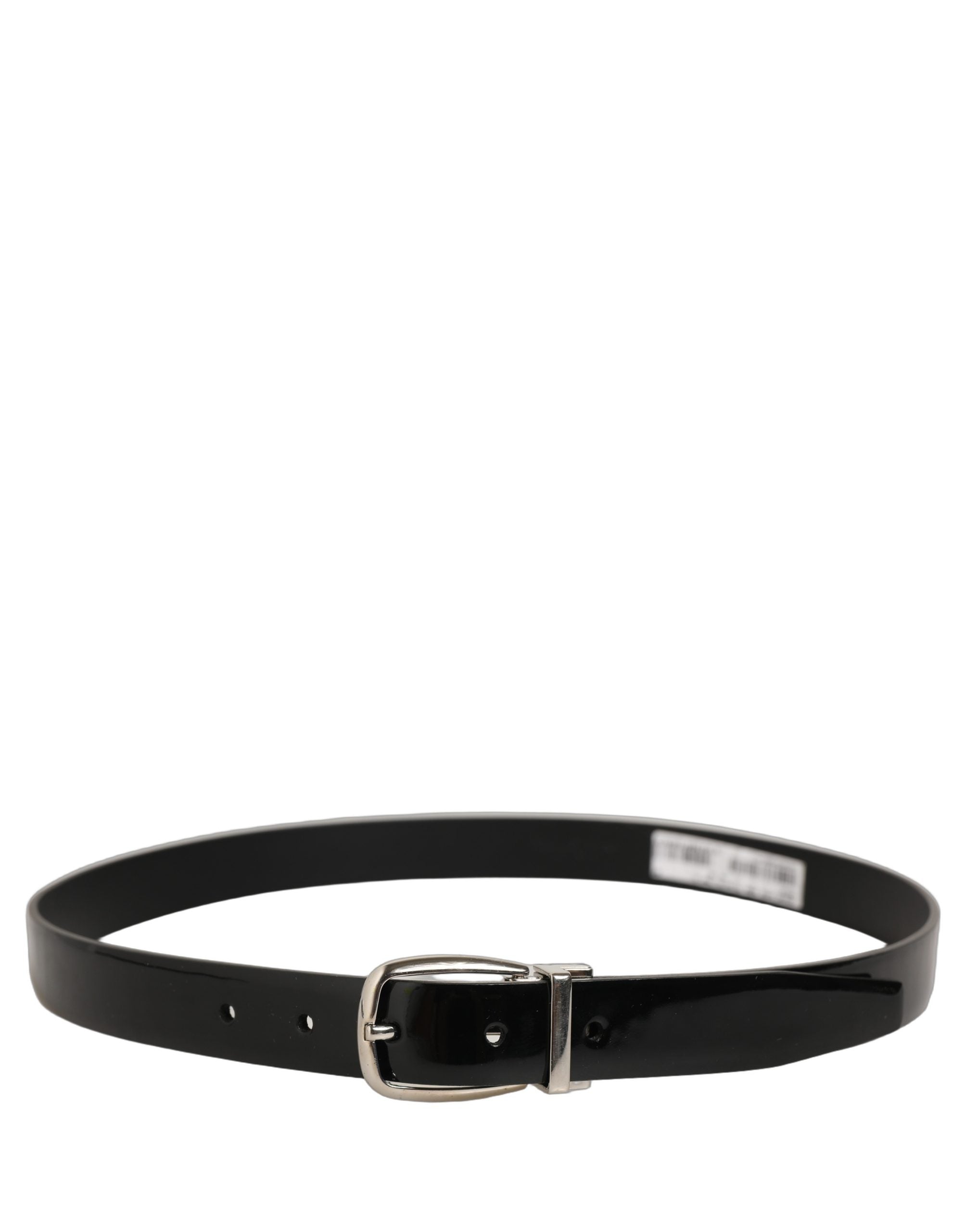 Dolce & Gabbana Black Leather Belt with Silver Buckle - Luxury Accessory