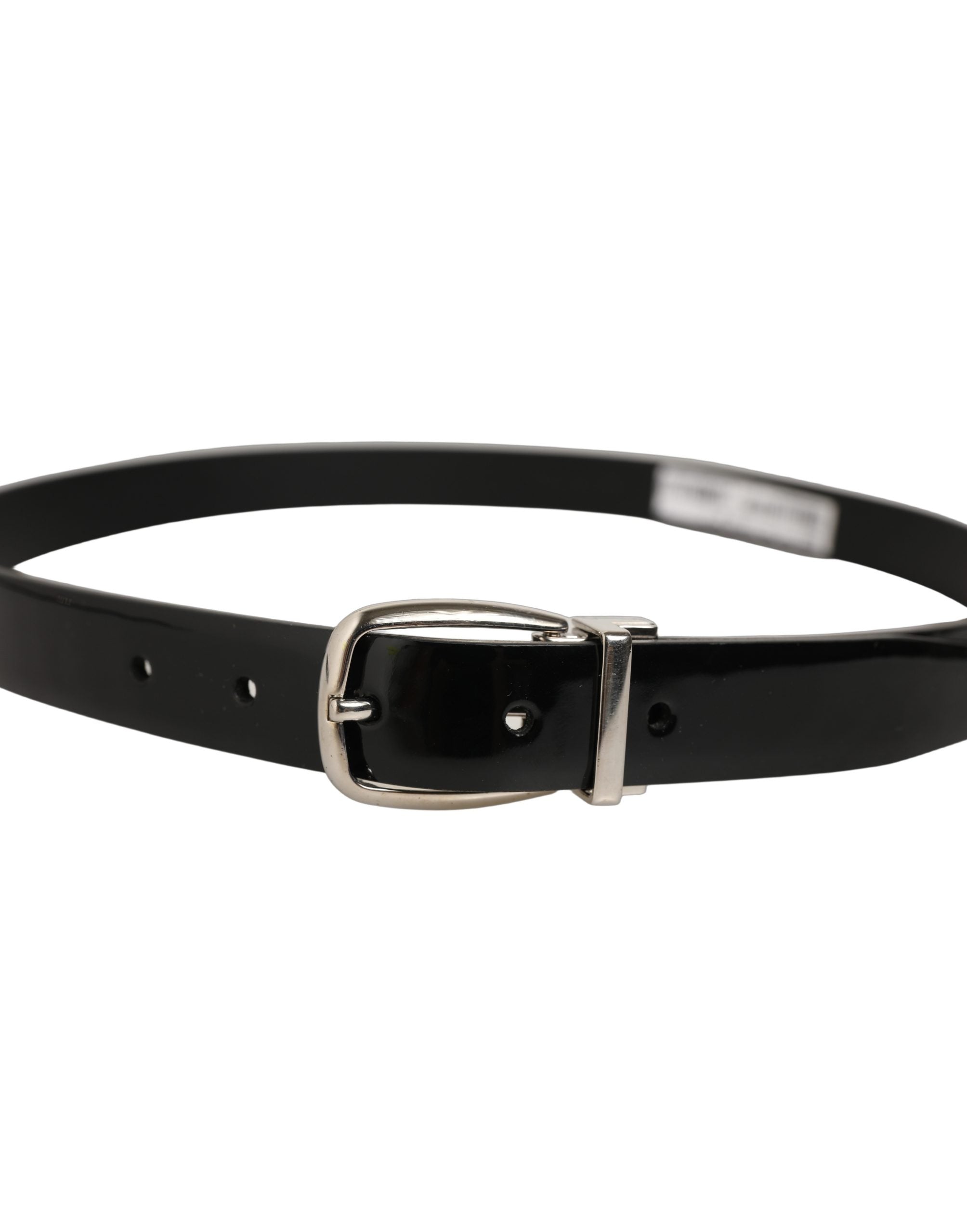 Dolce & Gabbana Black Leather Belt with Silver Buckle - Luxury Accessory