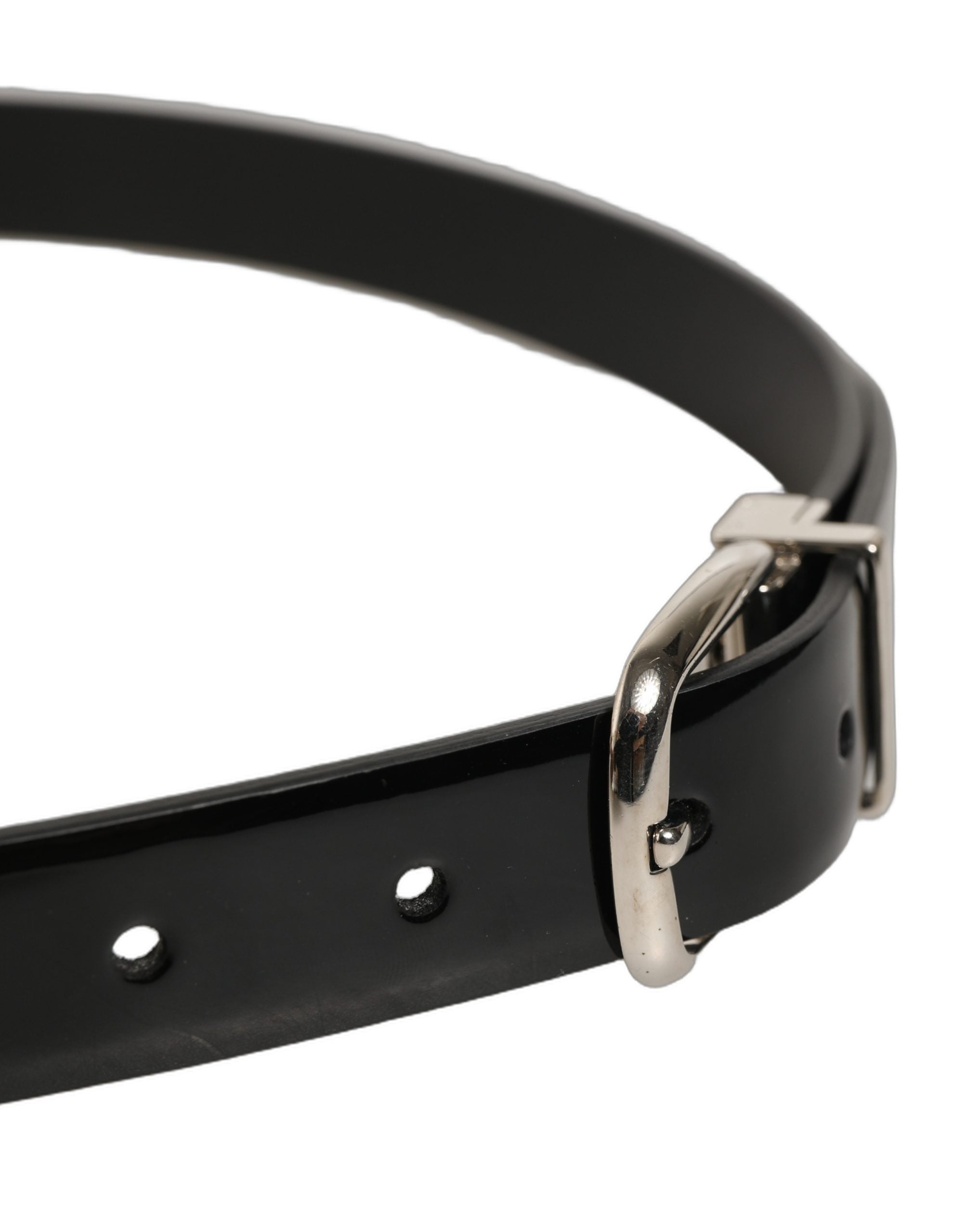 Dolce & Gabbana Black Leather Belt with Silver Buckle - Luxury Essentials
