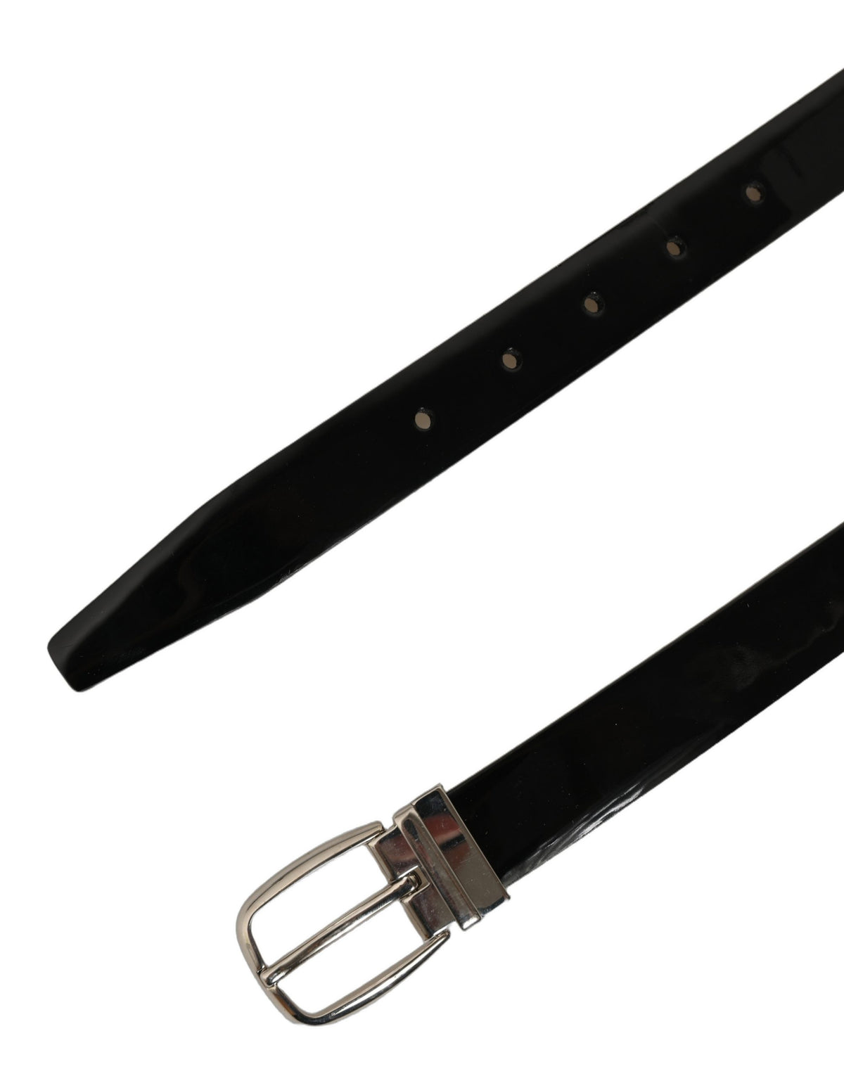 Dolce & Gabbana Black Leather Belt with Silver Buckle - Luxury Essentials