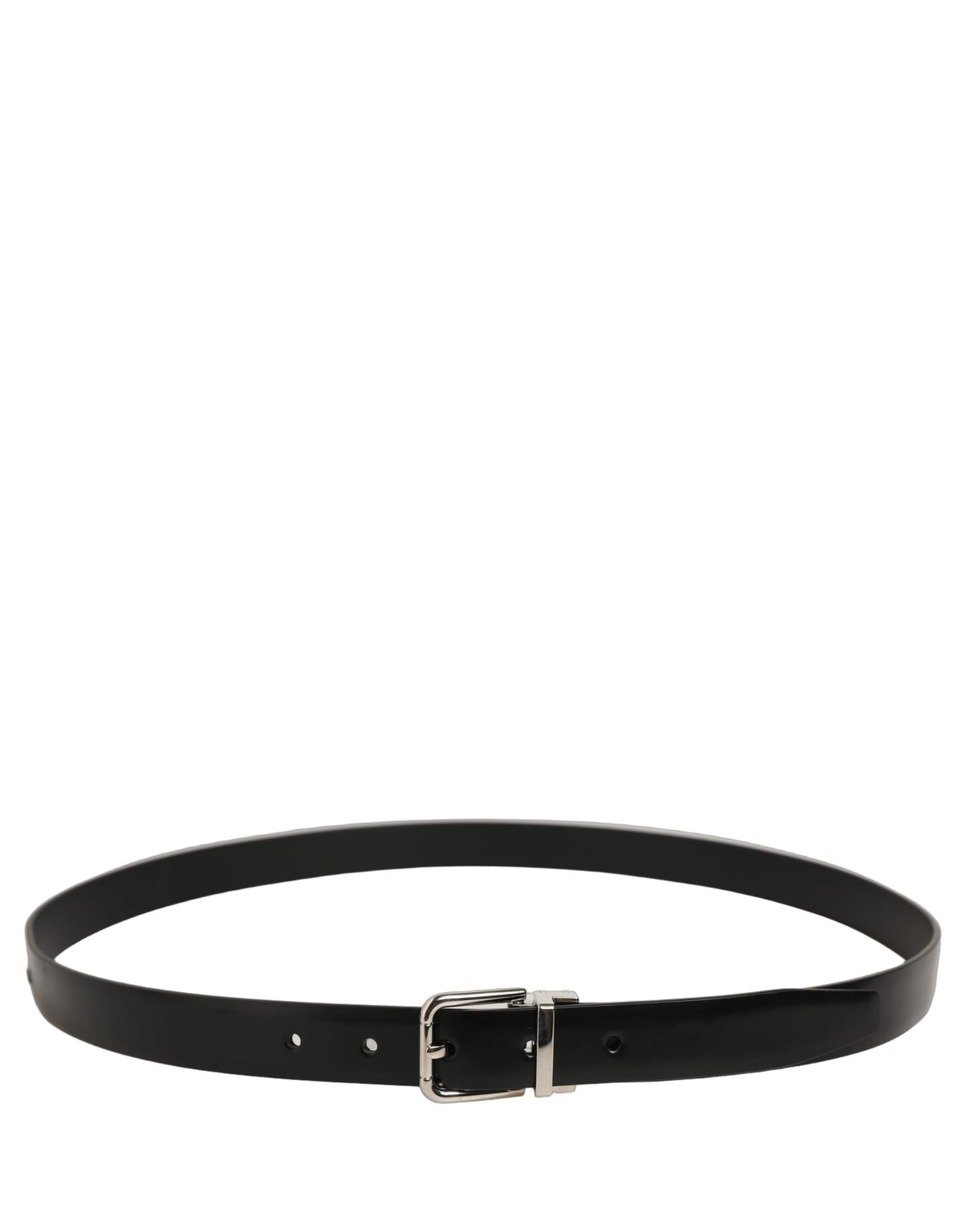 Dolce & Gabbana Black Leather Belt with Silver Buckle - Luxury Accessory