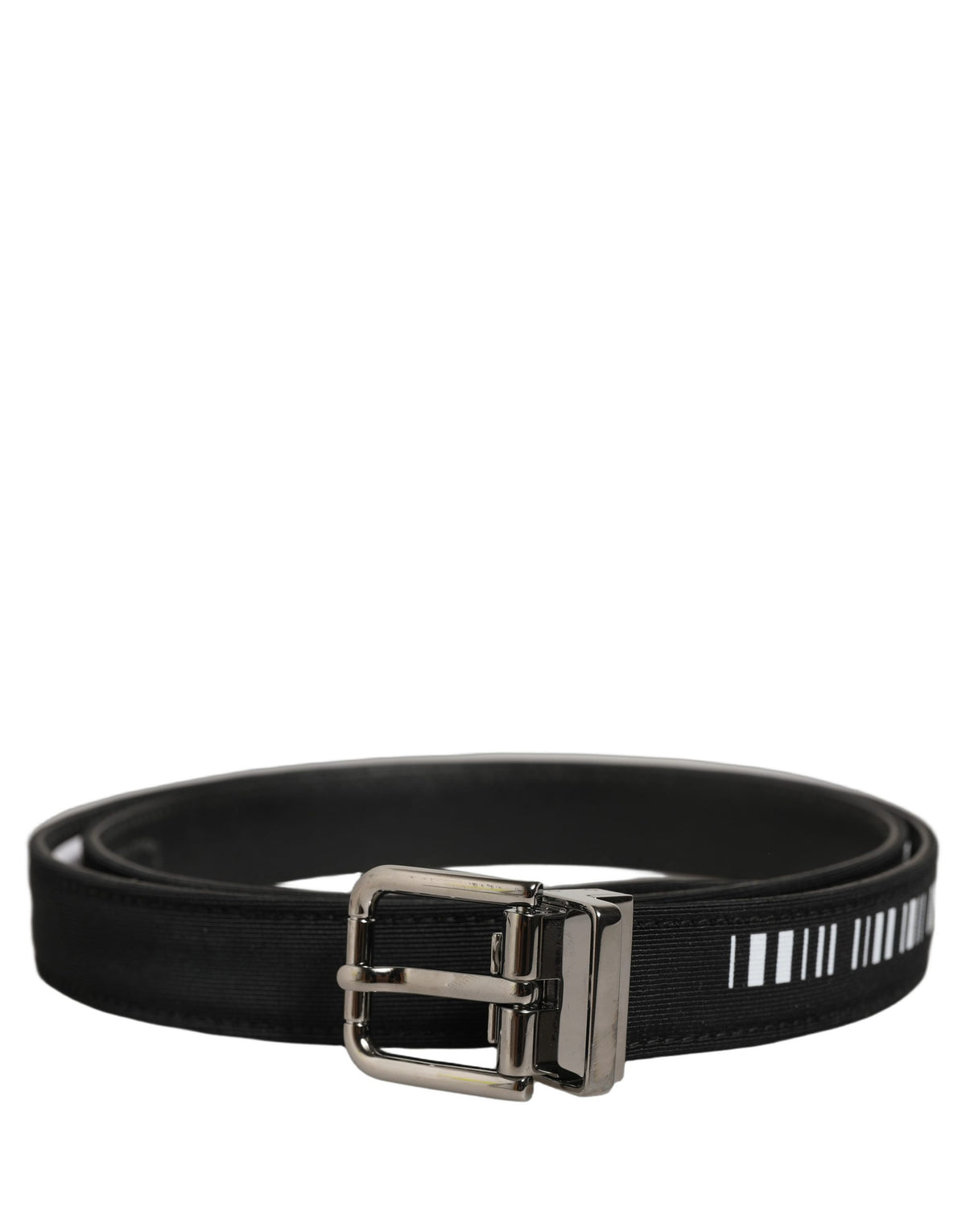Dolce & Gabbana Black Fabric Leather Barcode Belt - Luxury Accessory