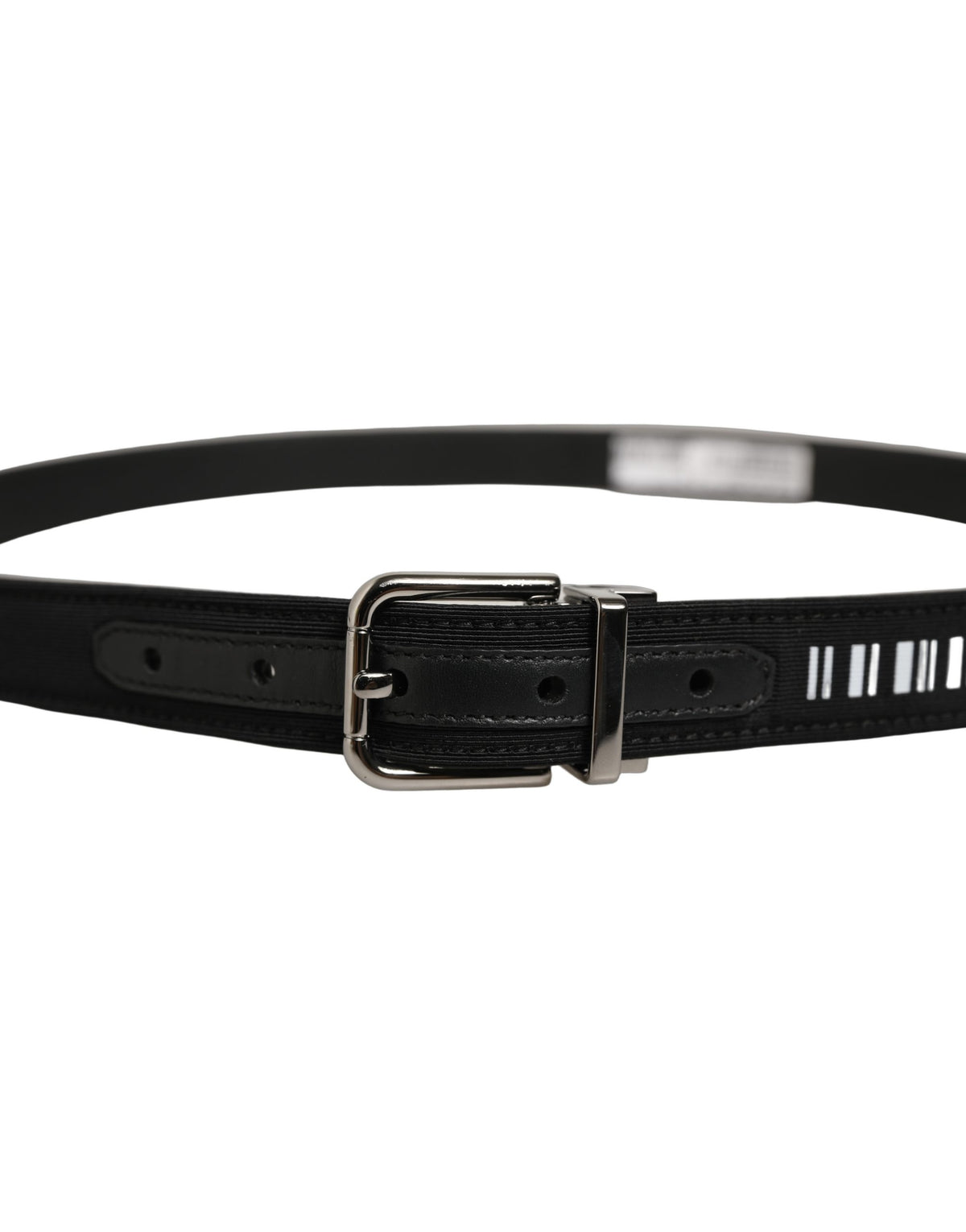 Dolce & Gabbana Black Fabric Leather Barcode Belt - Luxury Accessory
