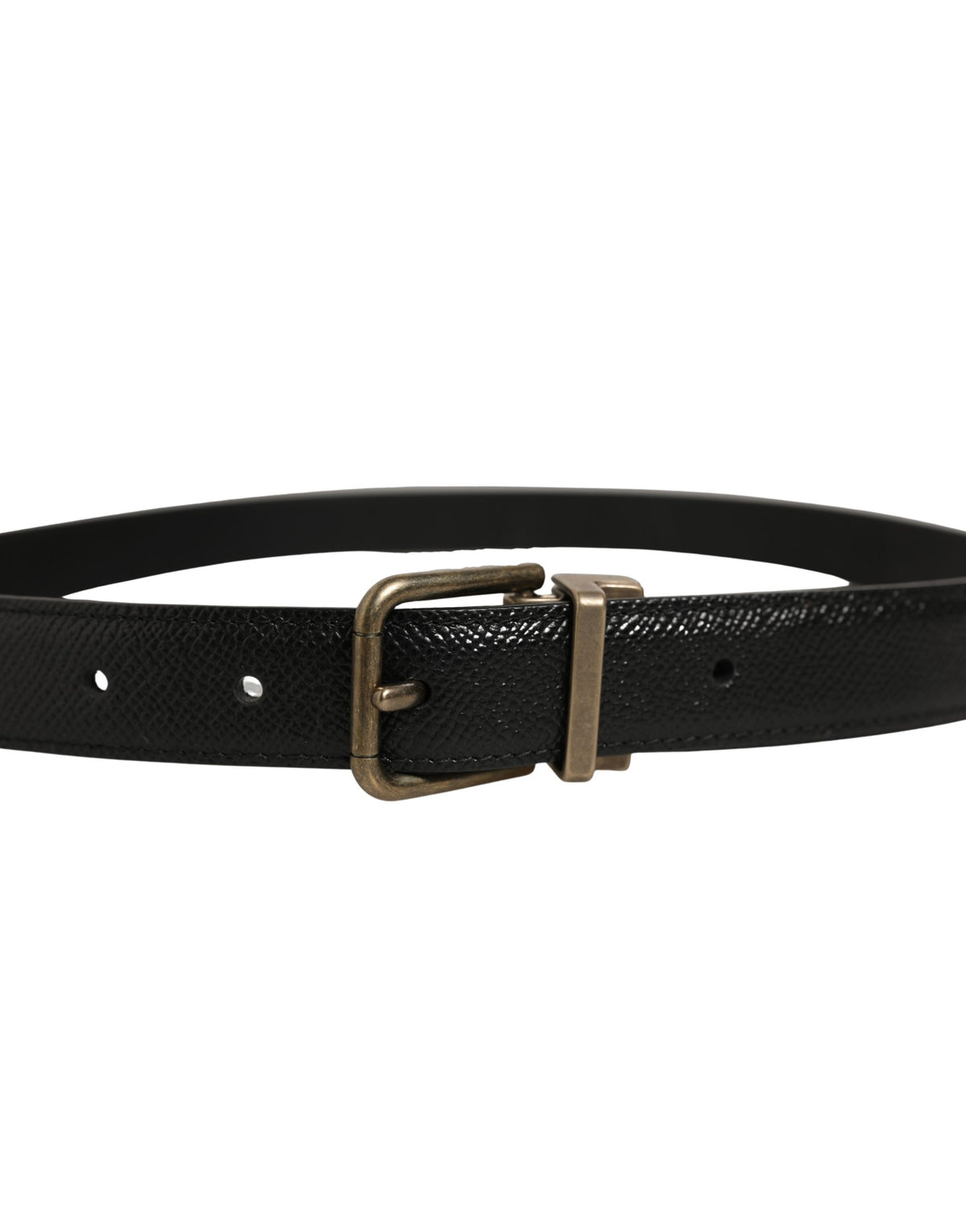 Dolce & Gabbana Black Calf Leather Belt with Gold Buckle