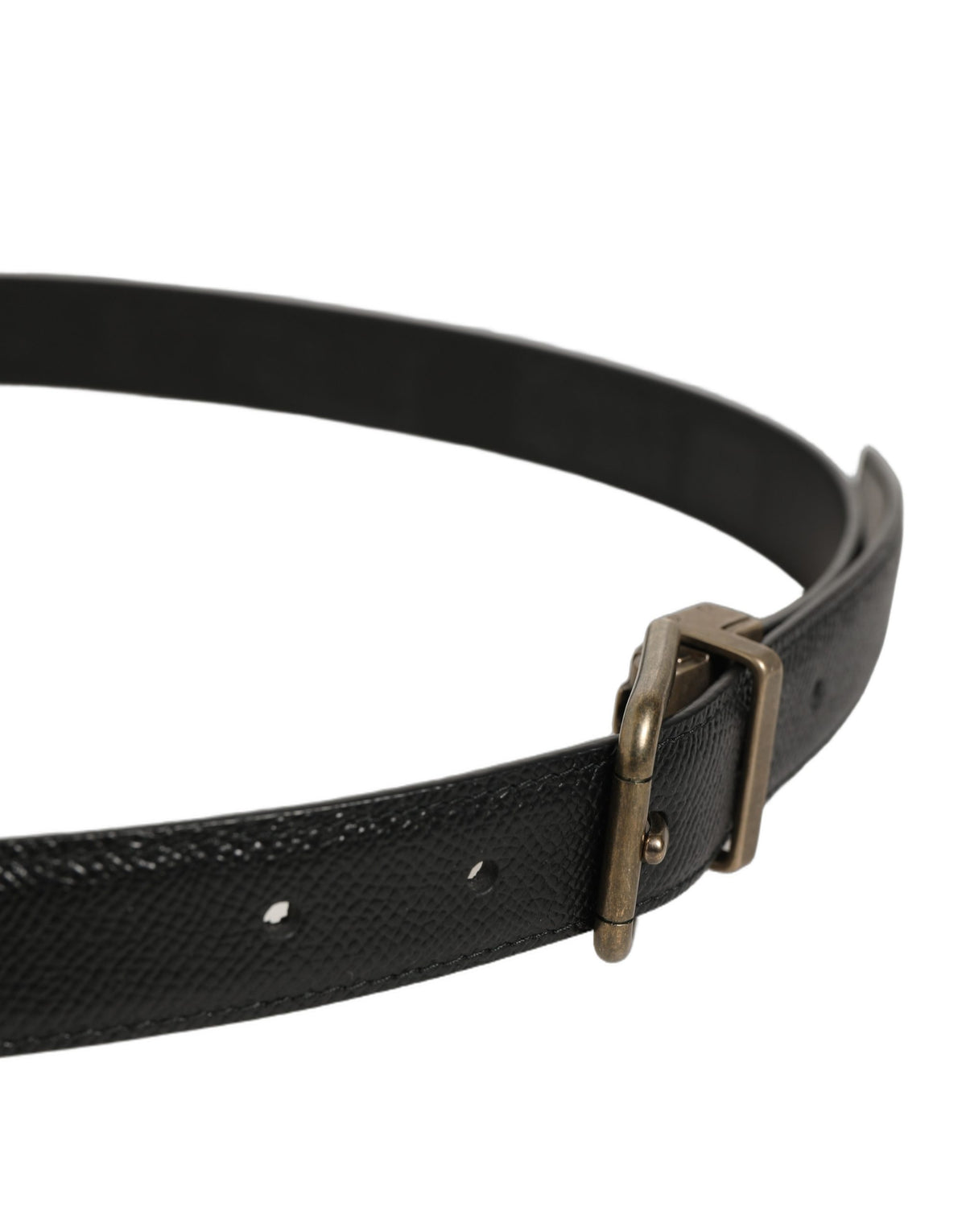 Dolce & Gabbana Black Calf Leather Gold Buckle Belt - Luxe Elegance