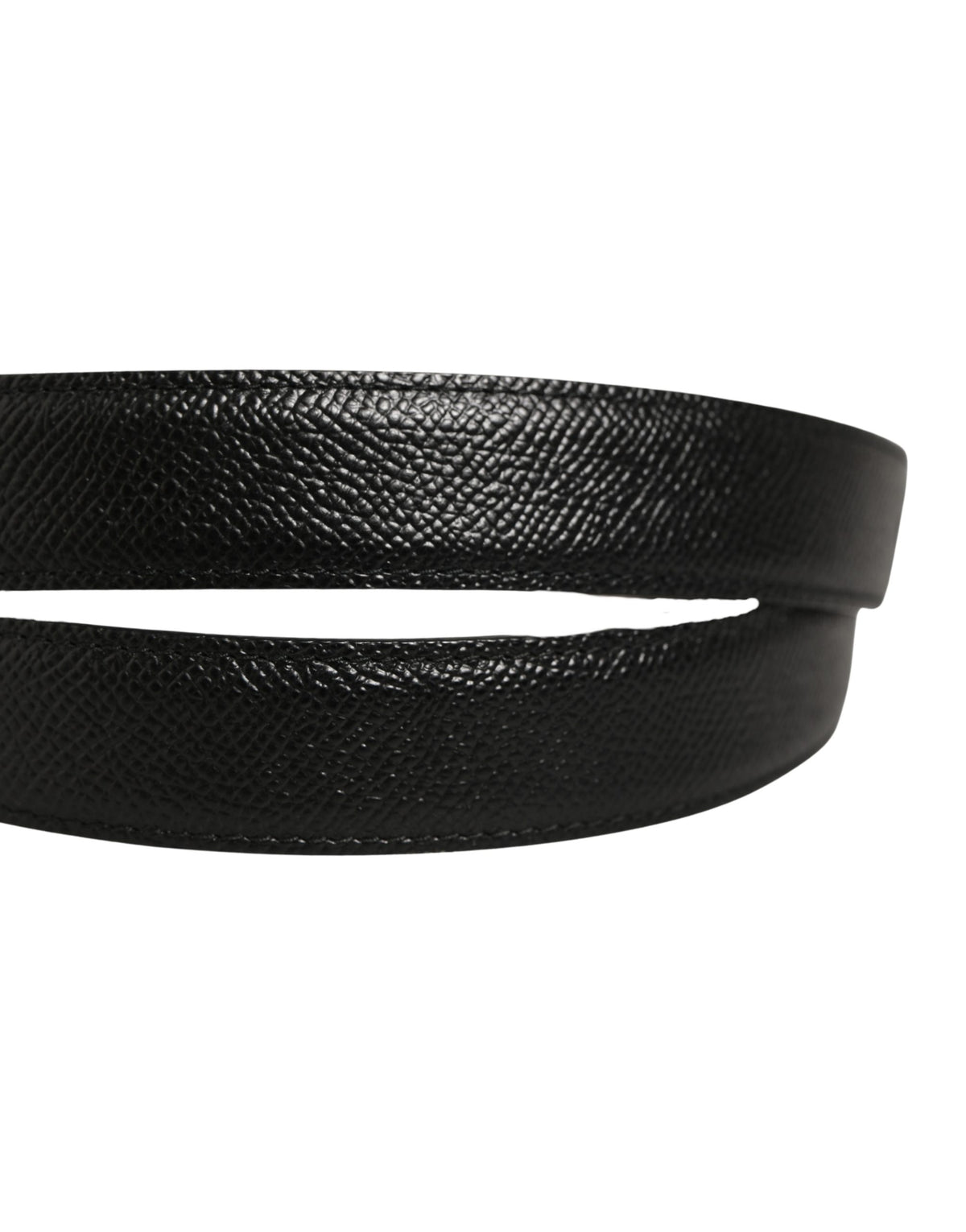 Dolce & Gabbana Black Calf Leather Belt with Gold Buckle