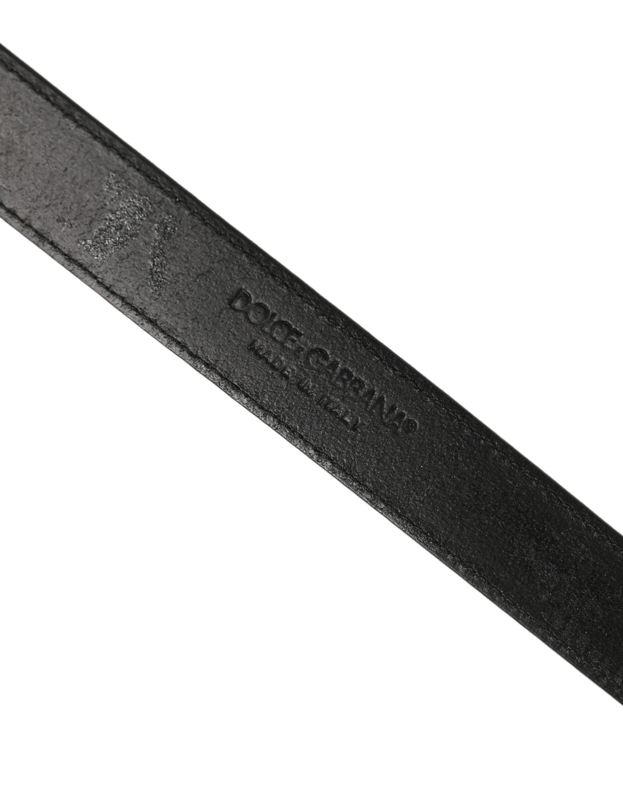 Dolce & Gabbana Black Calf Leather Belt with Gold Buckle