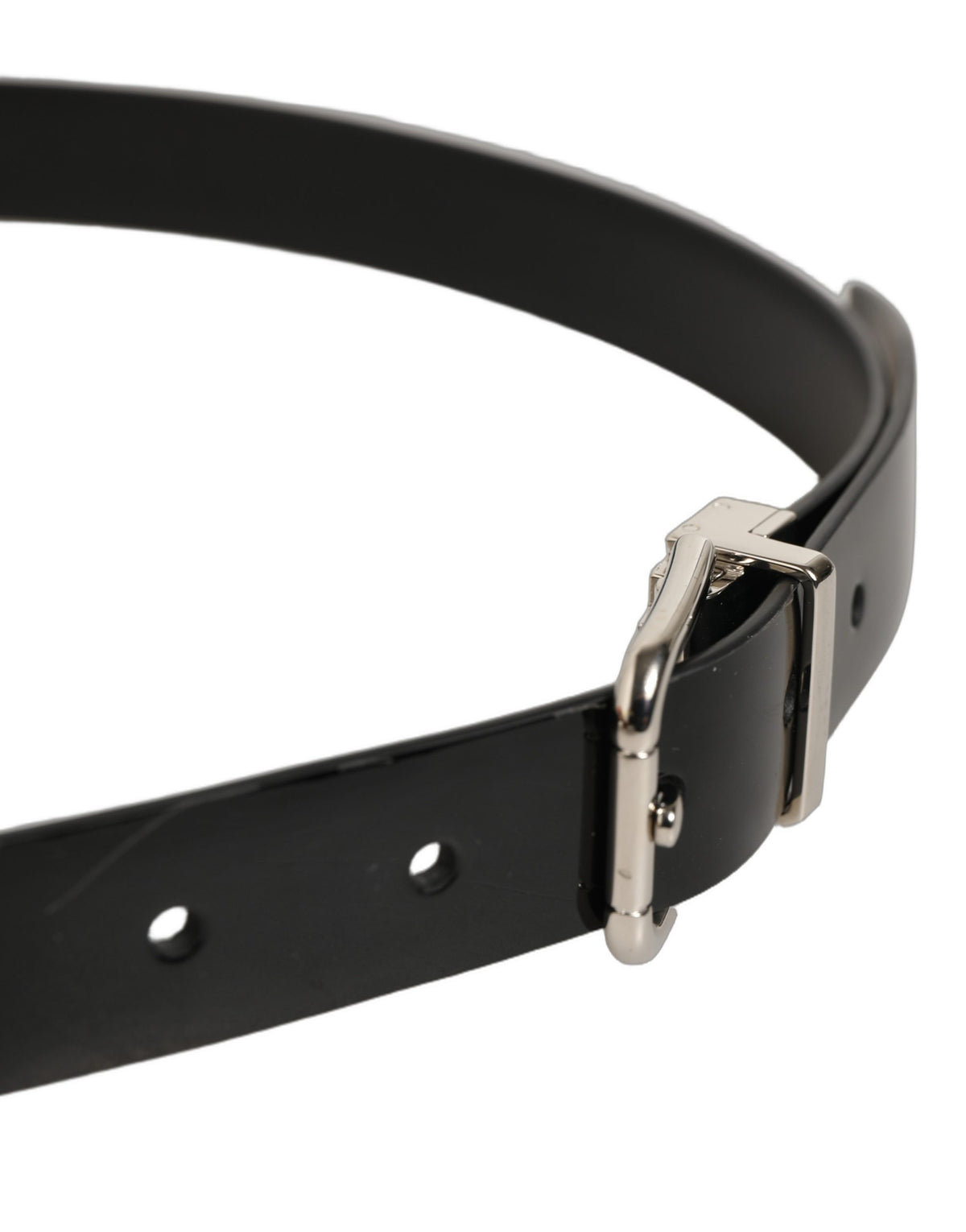 Dolce & Gabbana Black Leather Belt with Silver Buckle - Luxury Elegance