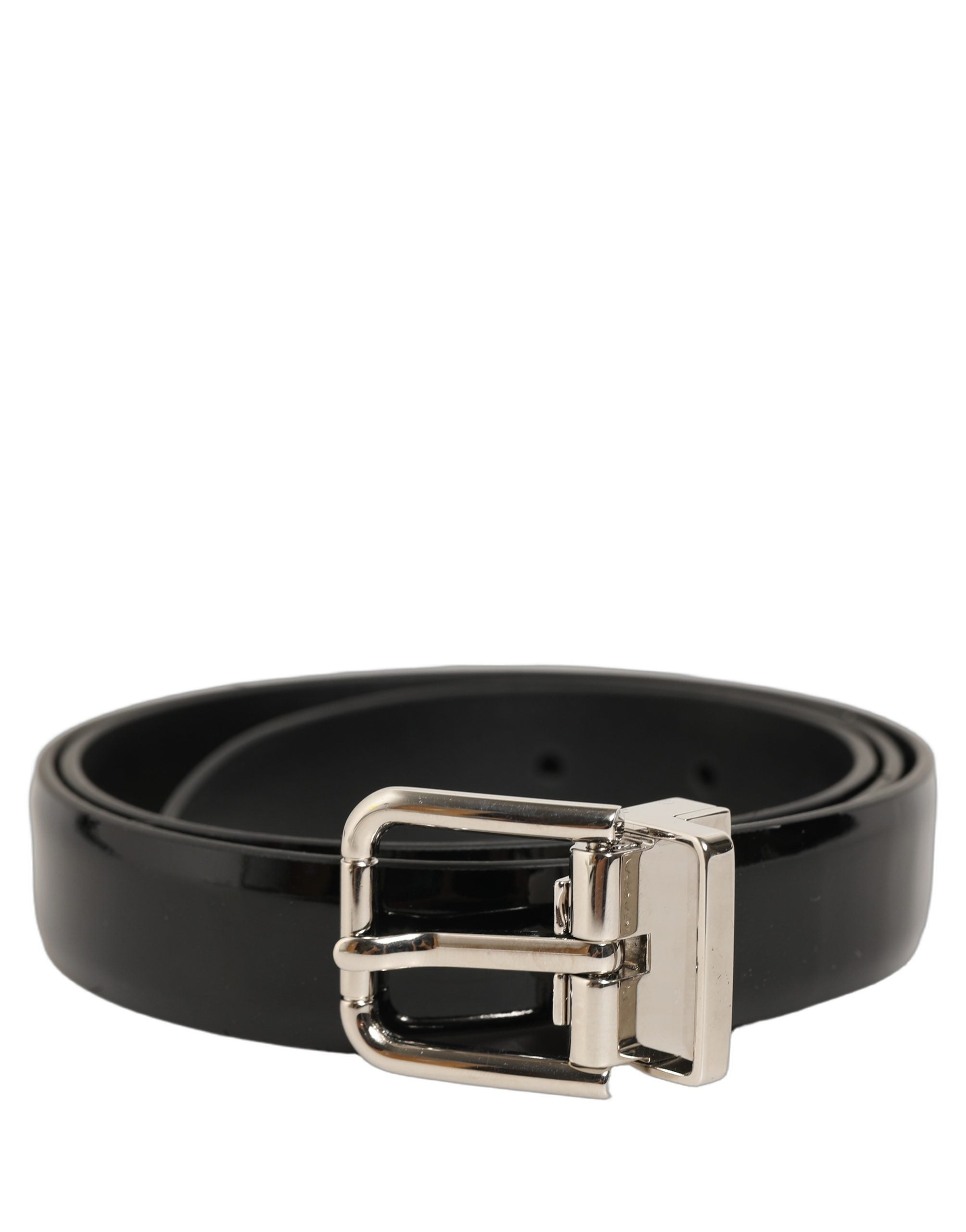 Dolce & Gabbana Black Leather Belt with Silver Buckle - Luxury Accessory