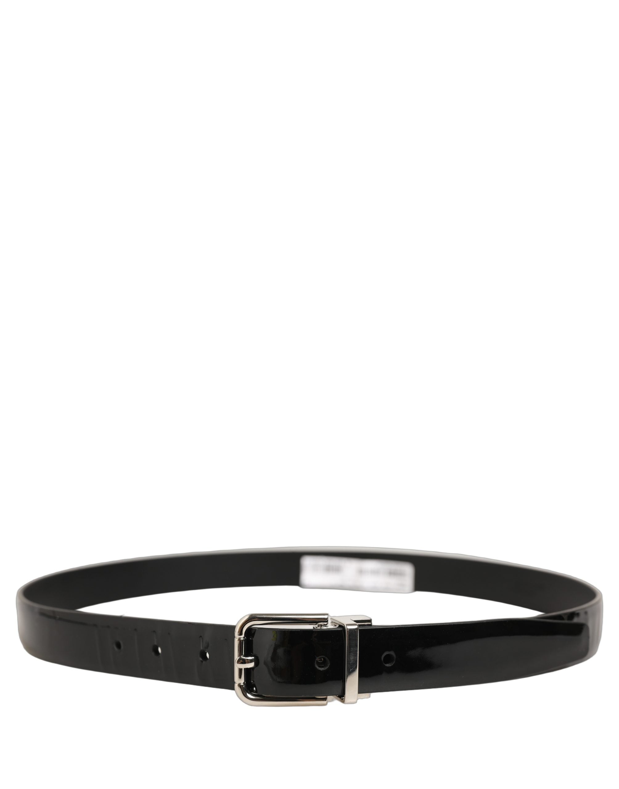 Dolce & Gabbana Black Leather Belt with Silver Buckle - Luxury Accessory