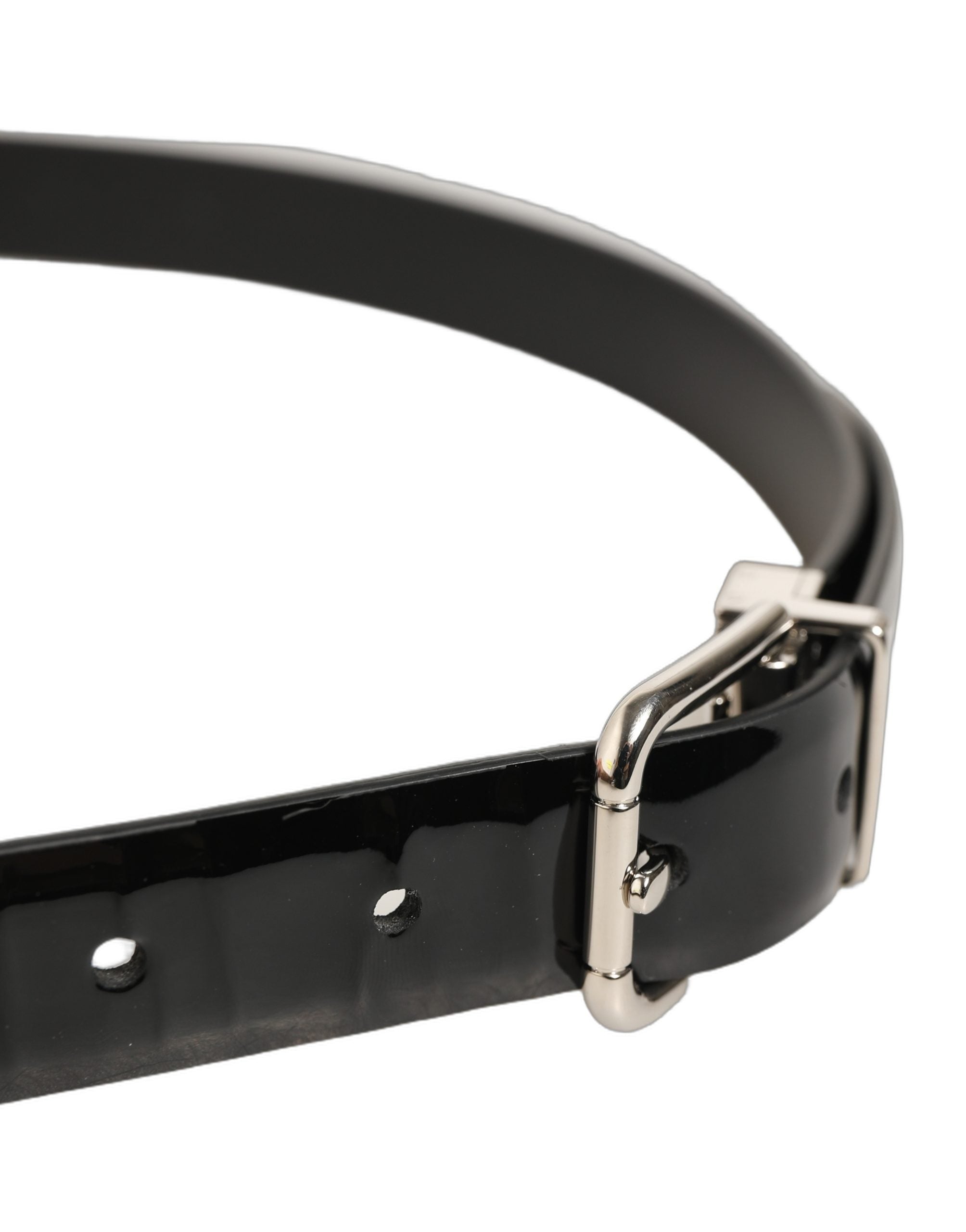 Dolce & Gabbana Black Leather Belt with Silver Buckle - Luxury Accessory