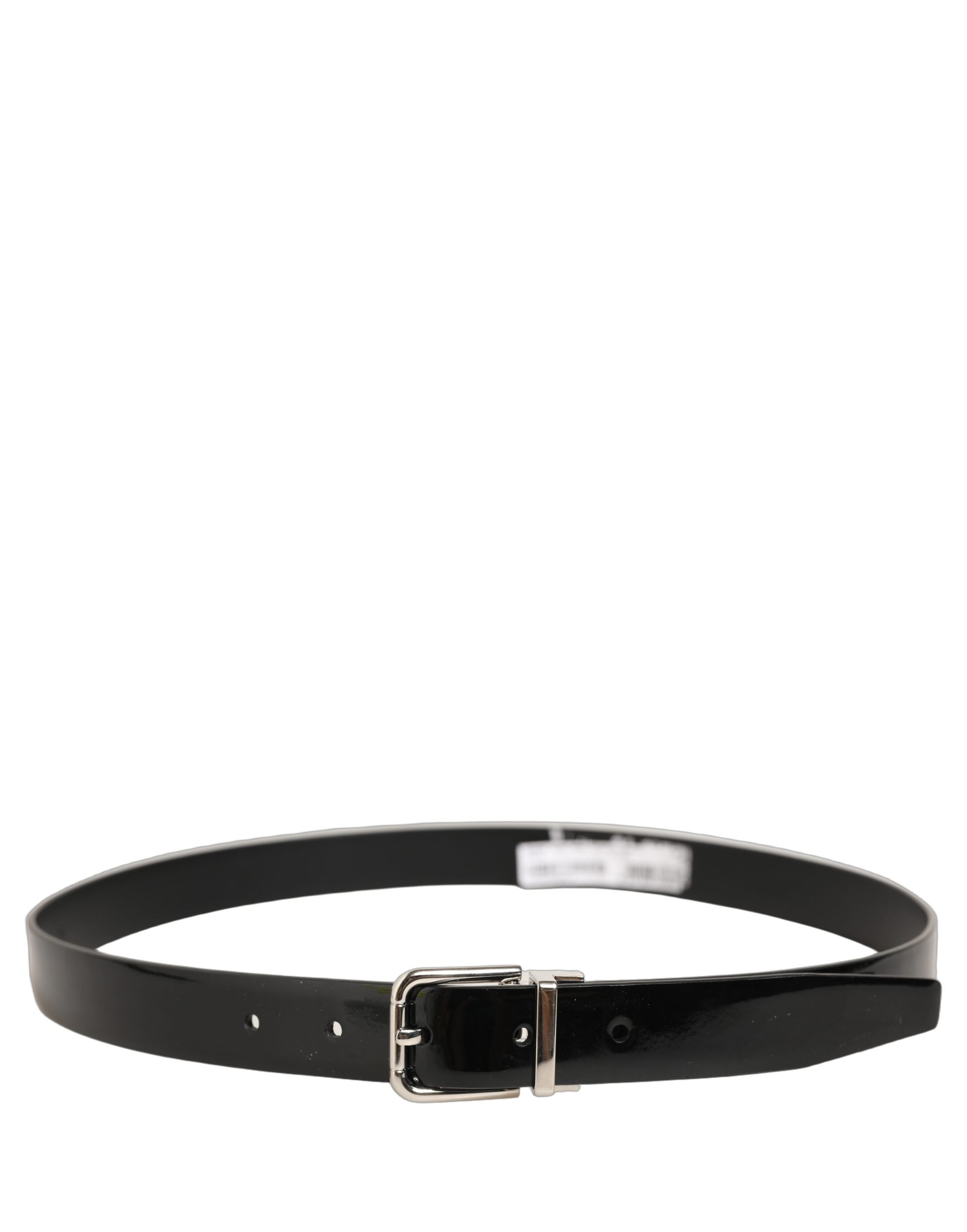 Dolce & Gabbana Black Leather Belt with Silver Buckle - Luxury Essentials