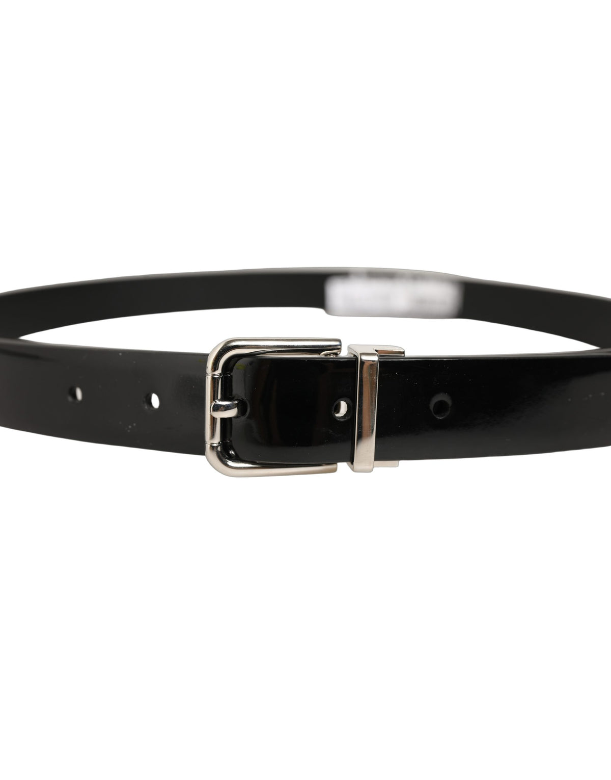 Dolce & Gabbana Black Leather Belt with Silver Buckle - Luxury Essentials