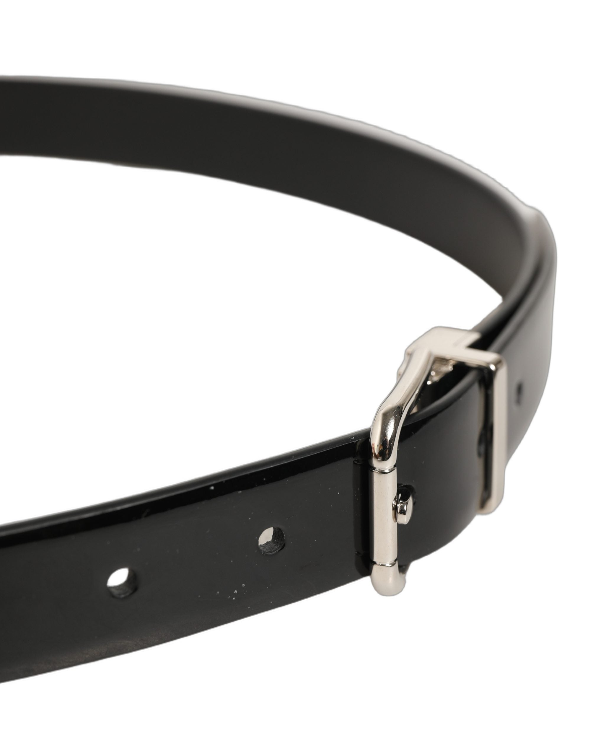 Dolce & Gabbana Black Leather Belt with Silver Buckle - Luxe Accessory
