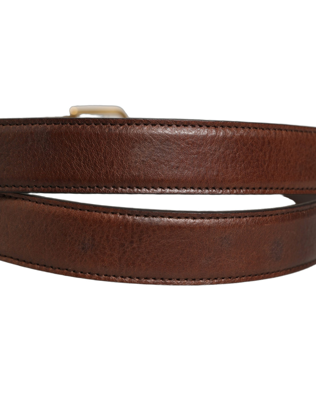 Dolce & Gabbana Brown Leather Belt with Gold Tone Buckle