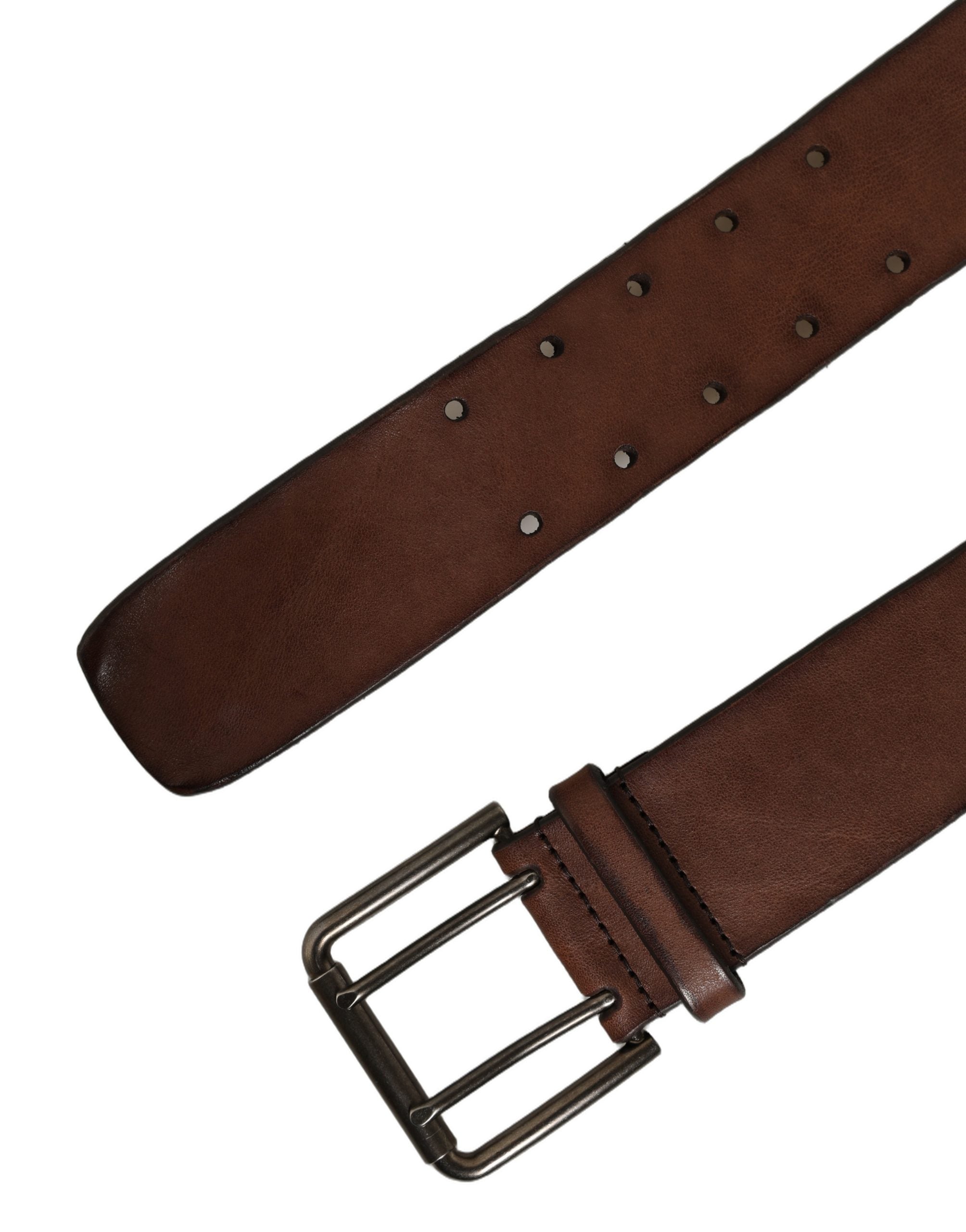 Dolce & Gabbana Brown Leather Double Prong Belt - Timeless Luxury