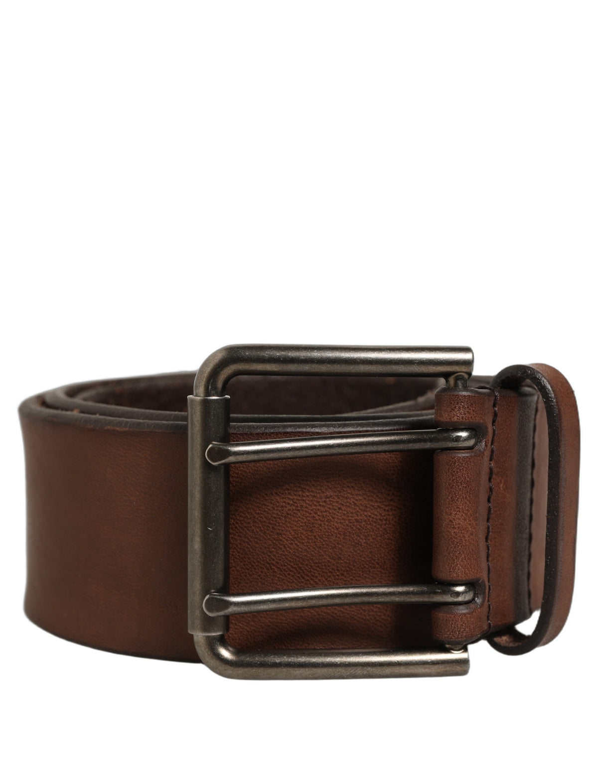 Dolce & Gabbana Brown Leather Double Prong Belt - Luxurious Elegance