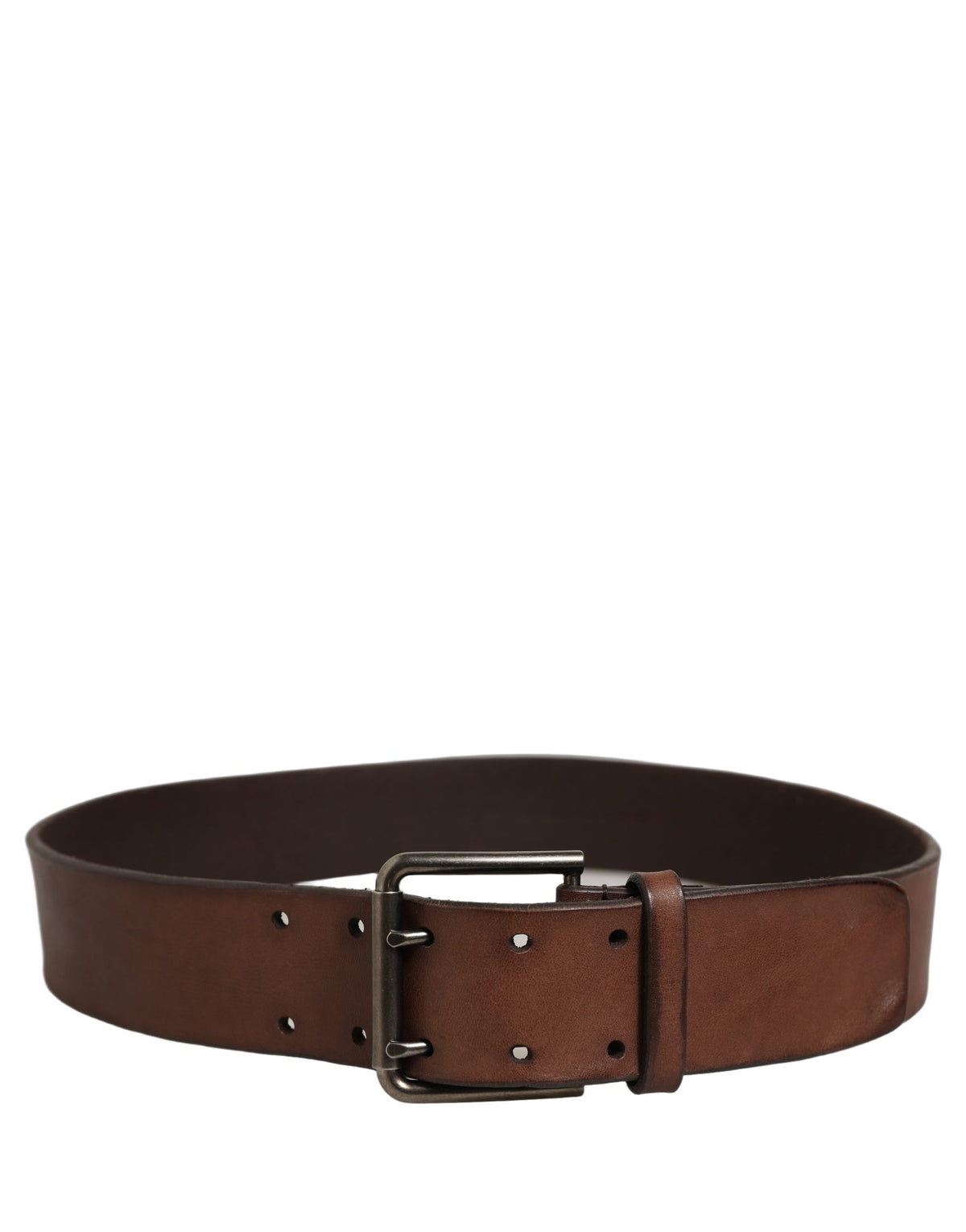 Dolce & Gabbana Brown Leather Double Prong Belt - Timeless Elegance