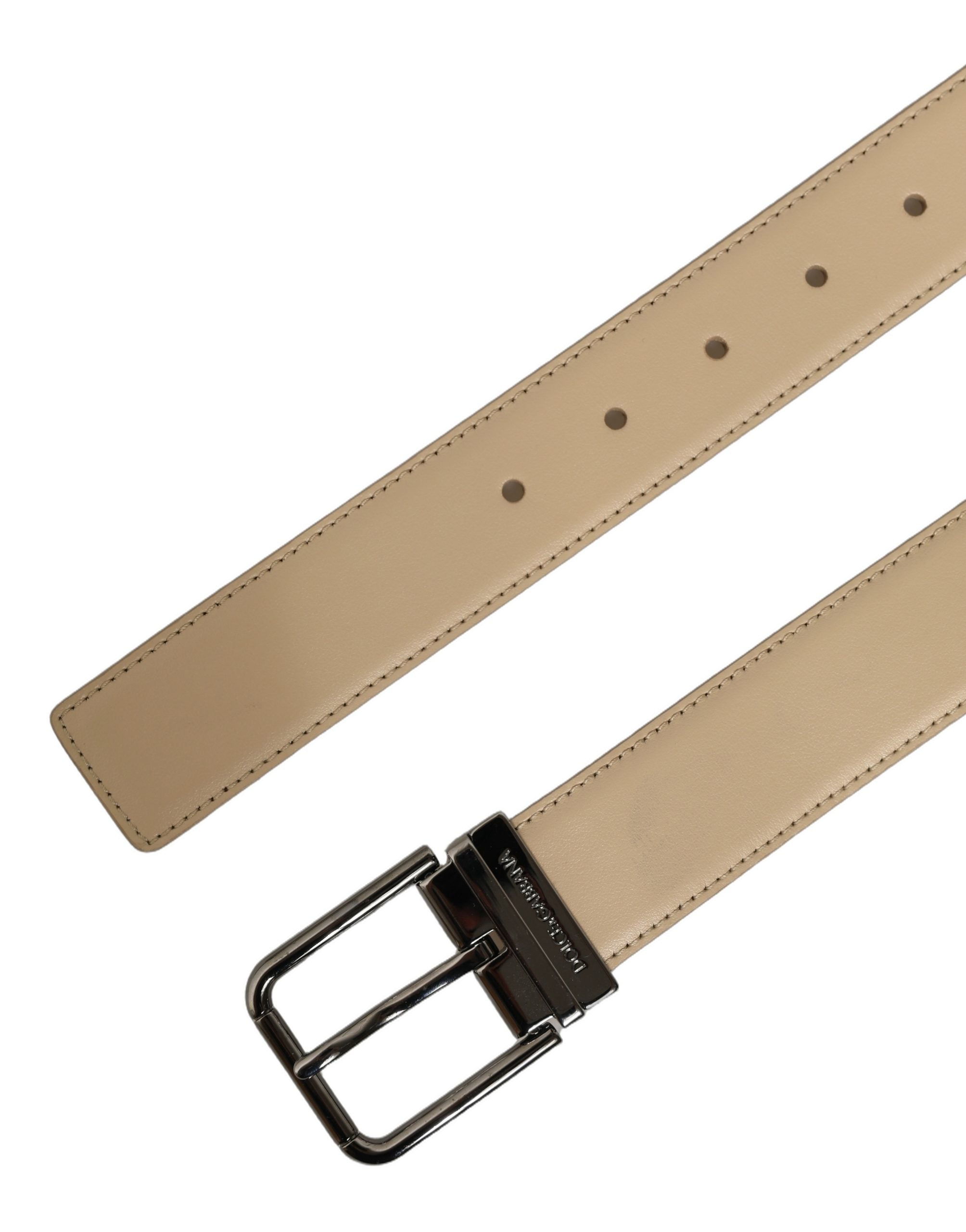 Dolce & Gabbana Beige Leather Belt - Timeless Luxury Accessory