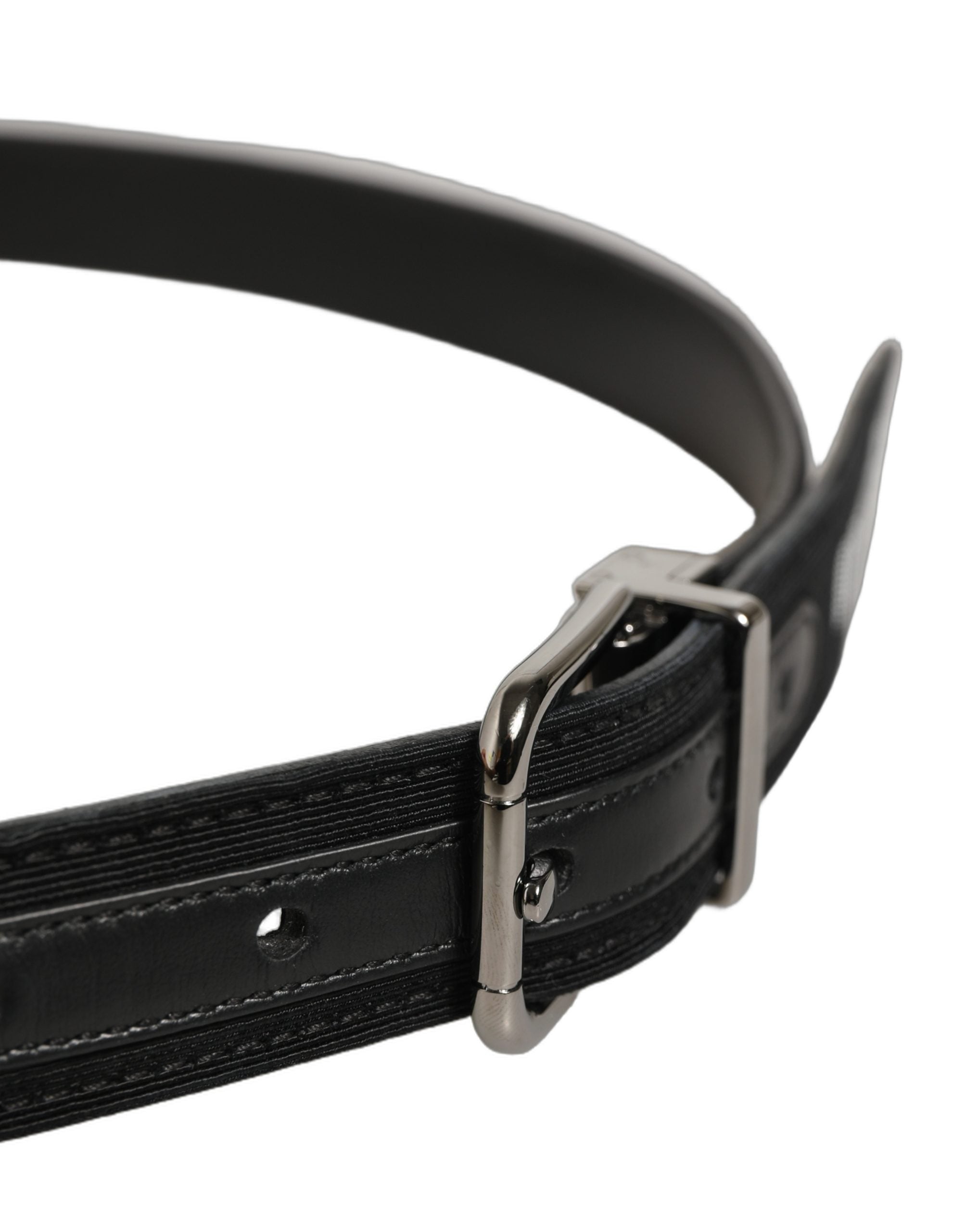 Dolce & Gabbana Black Fabric Leather Barcode Belt - Luxury Accessory