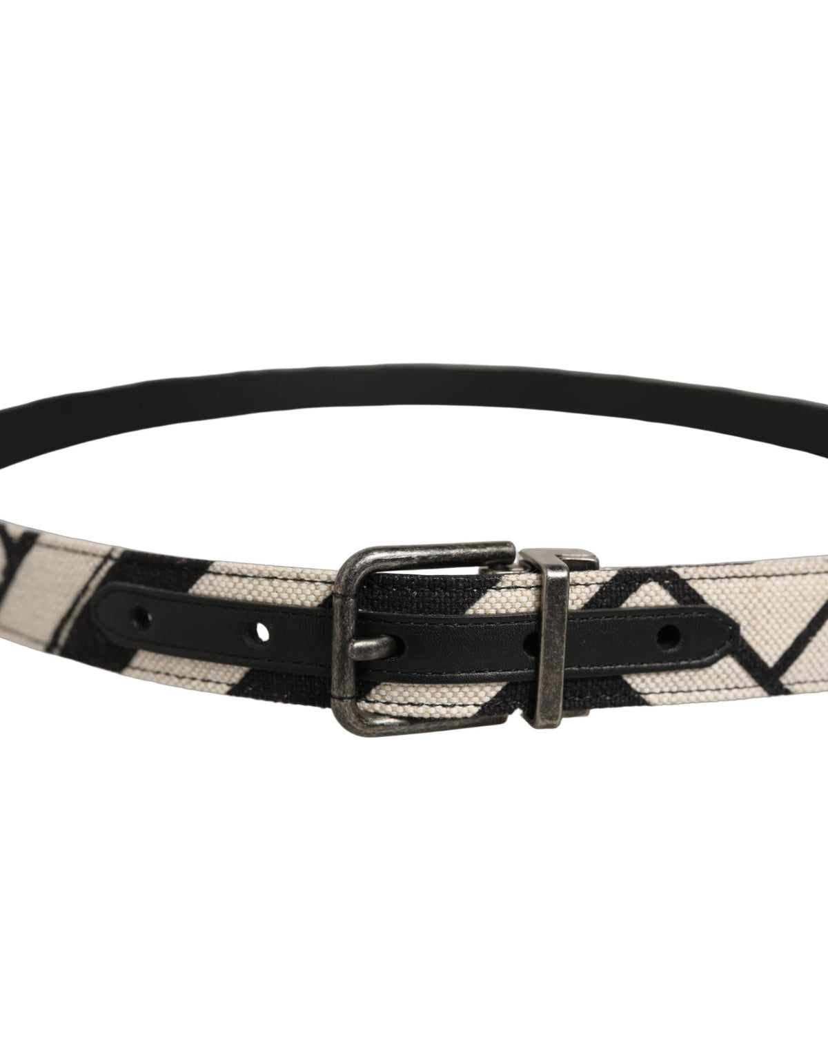 Dolce & Gabbana Black Ivory Canvas Belt - Timeless Luxury Accessory