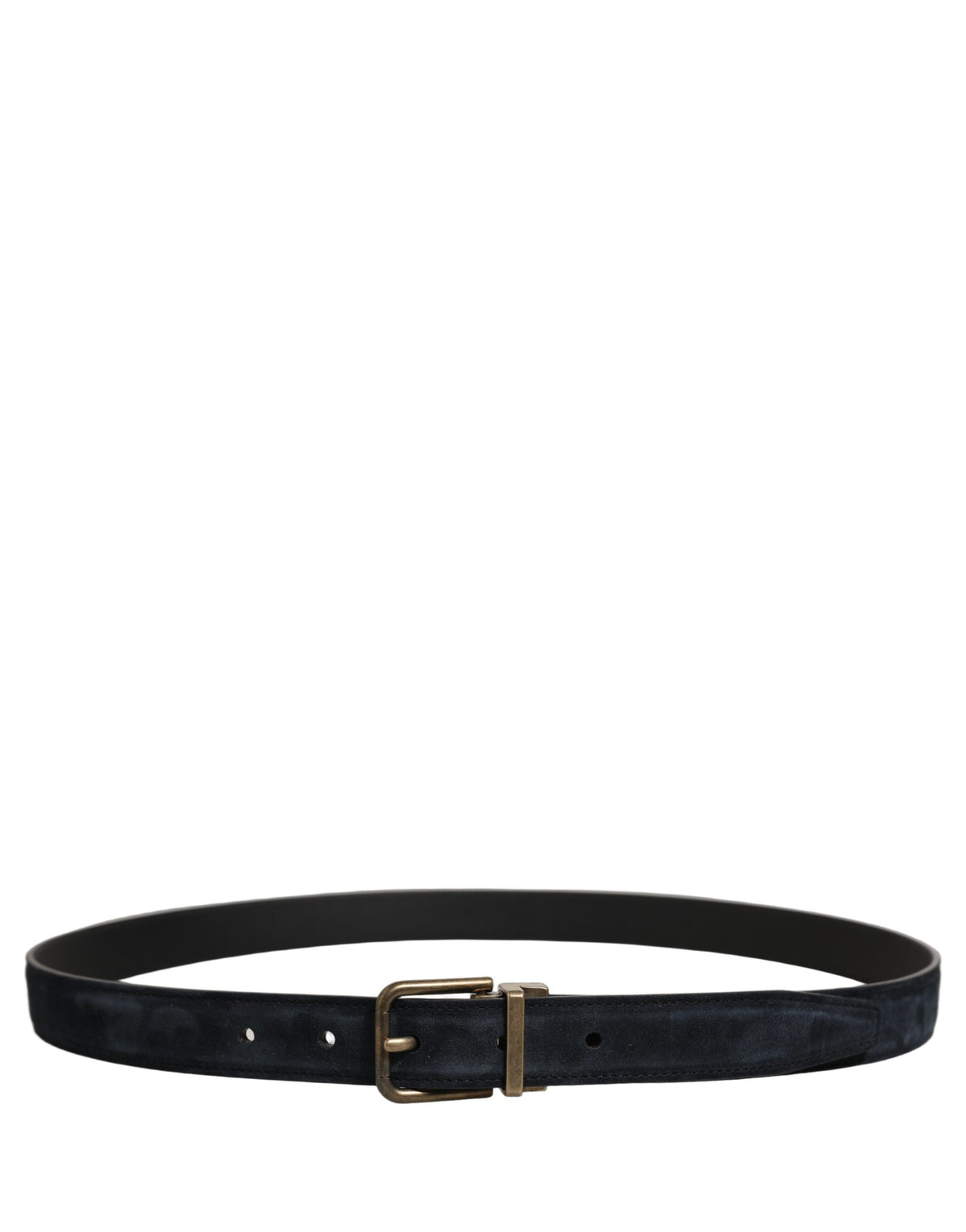 Dolce & Gabbana Black Leather Belt with Gold Tone Buckle