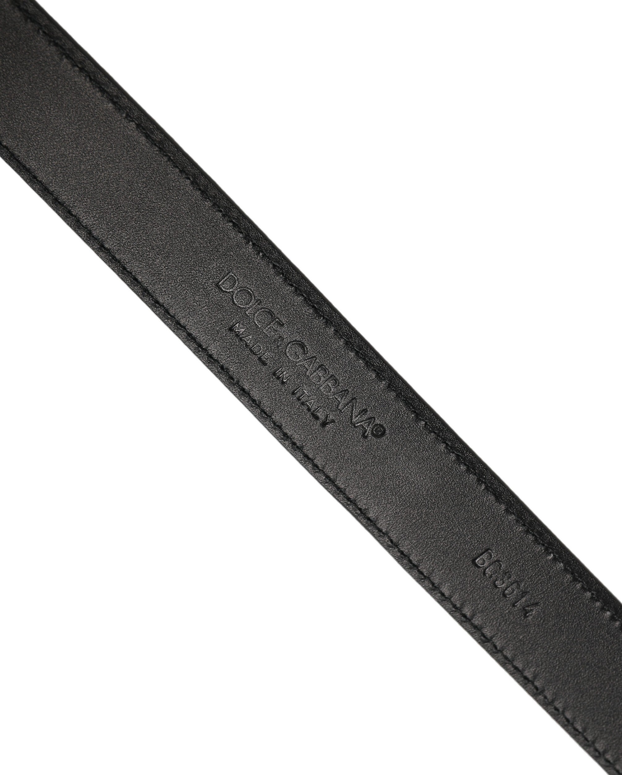 Dolce & Gabbana Black Leather Belt with Gold Tone Buckle