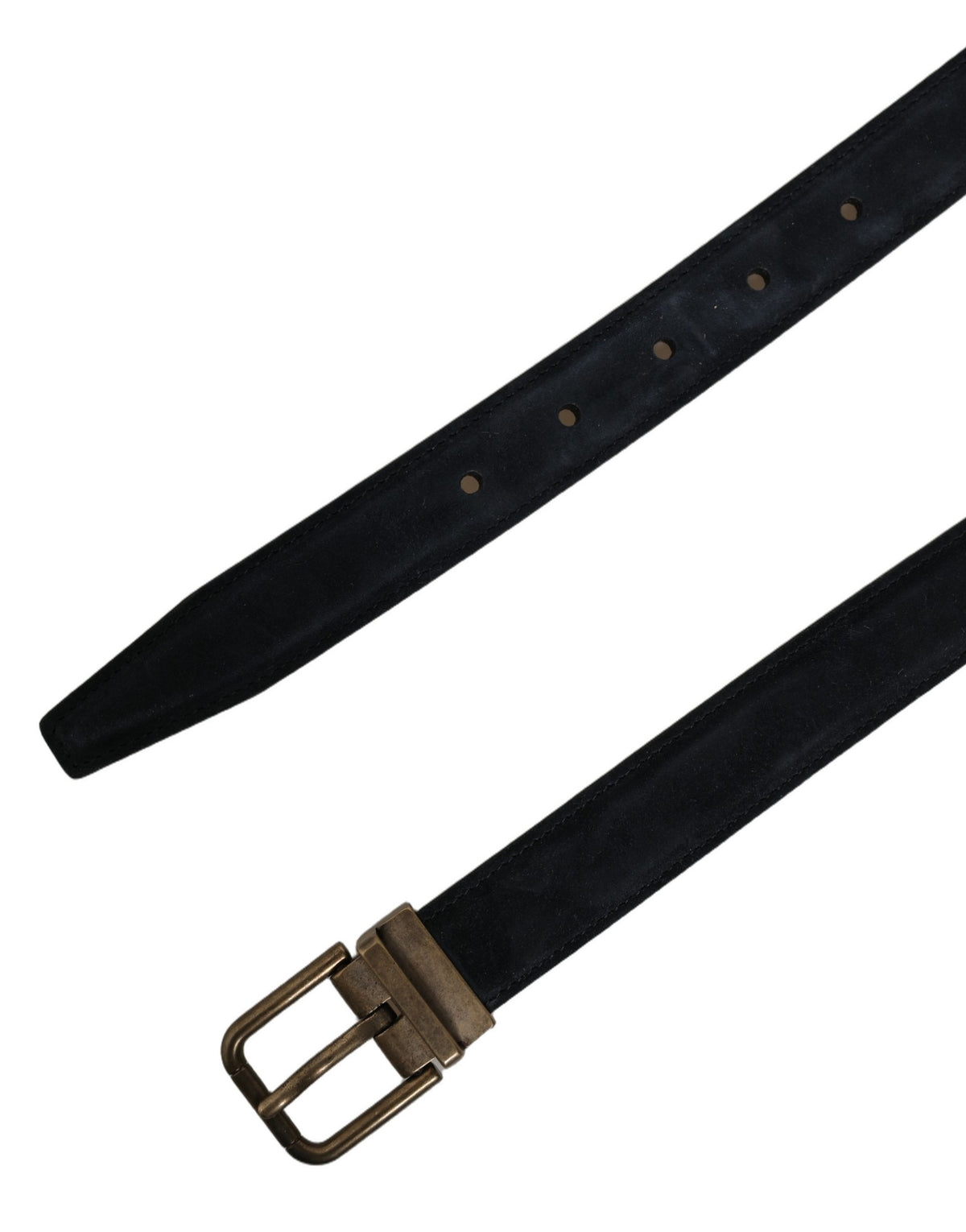 Dolce & Gabbana Black Leather Belt with Gold Tone Buckle