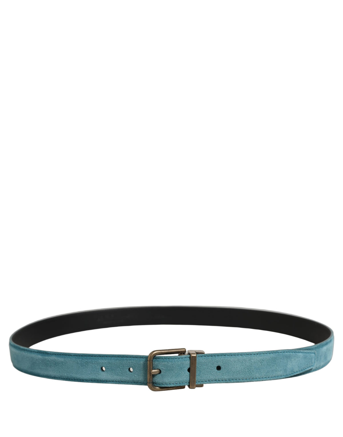 Dolce & Gabbana Blue Suede Belt with Gold Tone Buckle