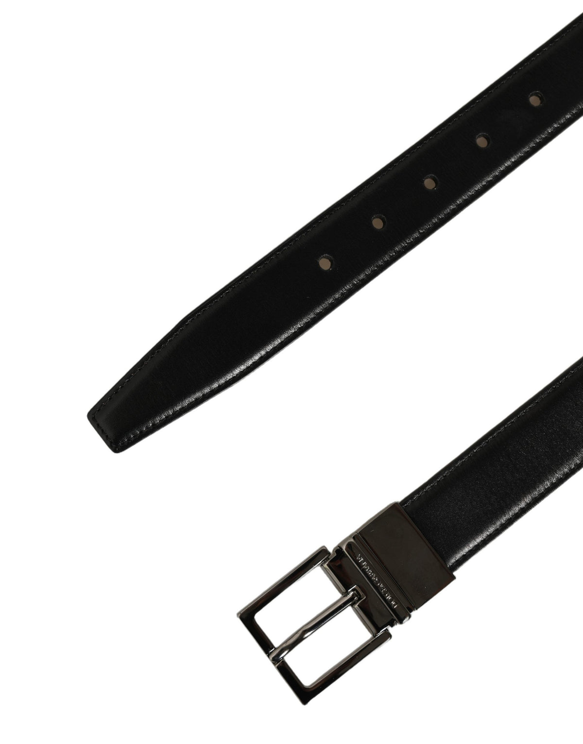 Dolce & Gabbana Black Leather Belt with Silver Buckle - Luxury Accessory