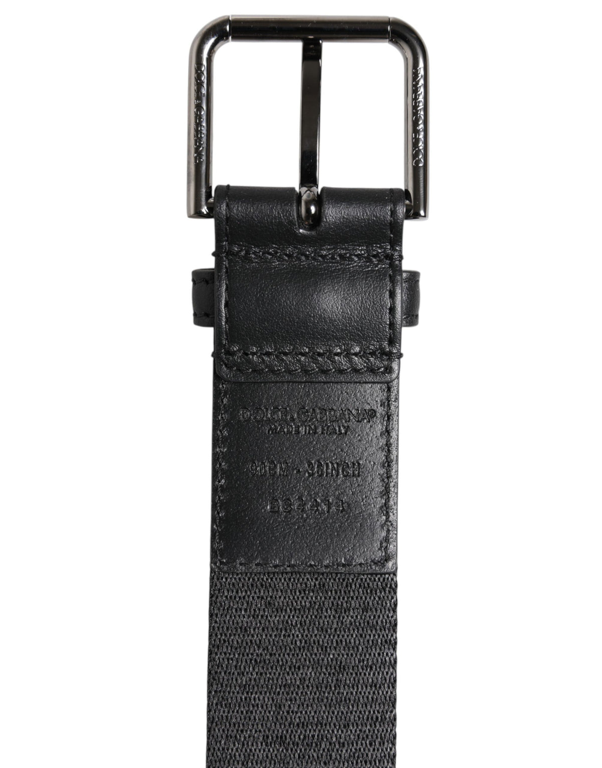 Dolce & Gabbana Black Green Logo Silver Tone Metal Buckle Belt