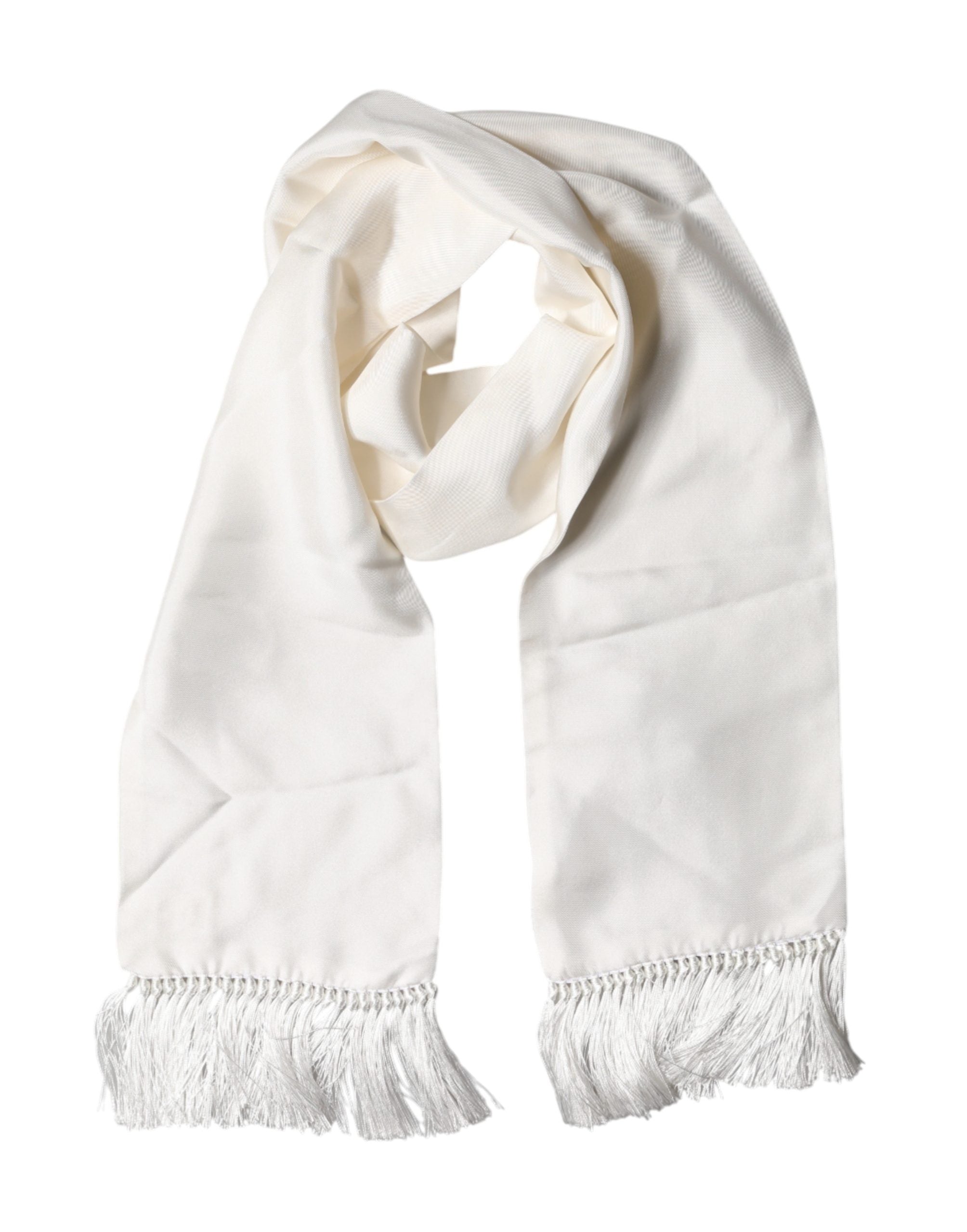 Dolce & Gabbana Silk Fringed Lace Stole Scarf - Timeless Elegance