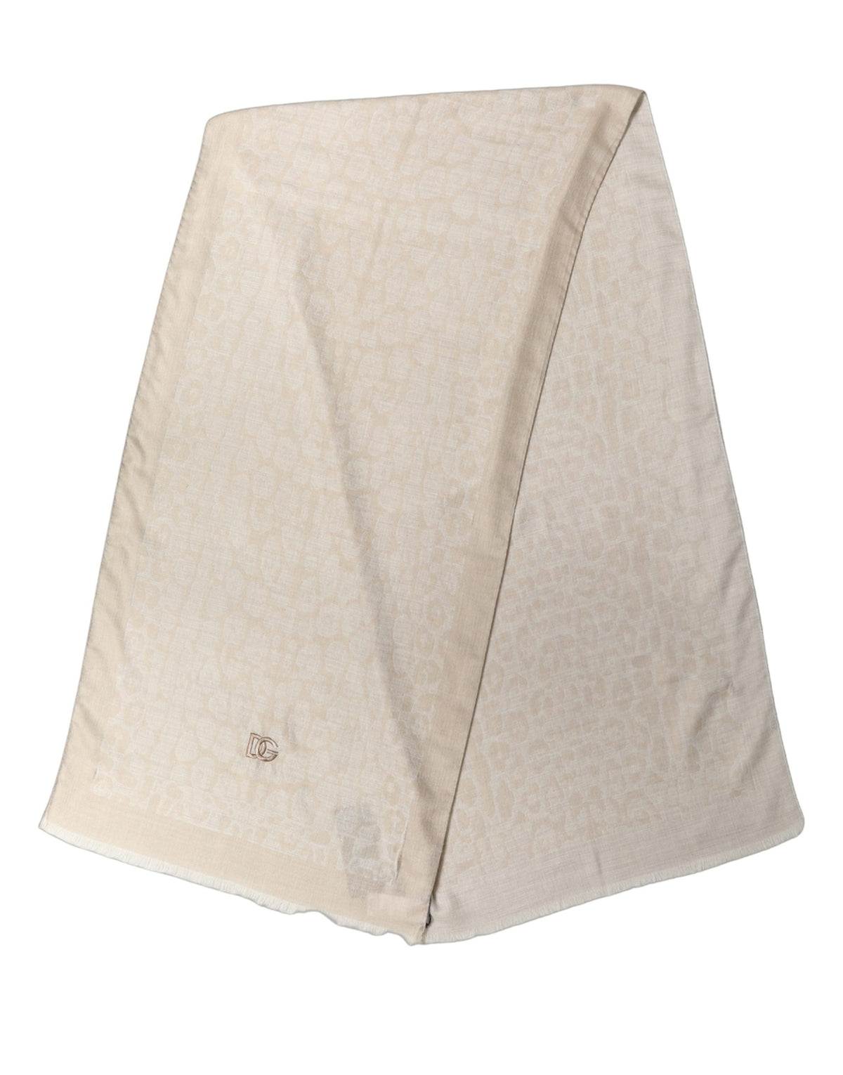Dolce & Gabbana Lace Stole Scarf in Beige Silk Wool Luxury