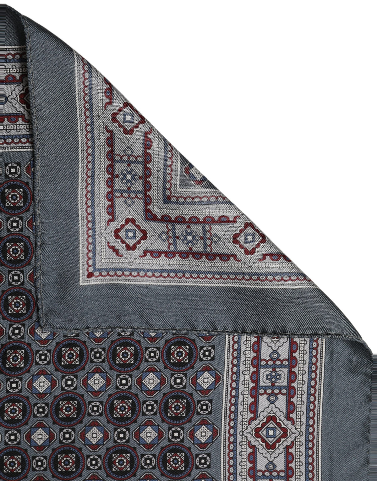 Dolce & Gabbana Gray Silk Geometric Pocket Square Foulard