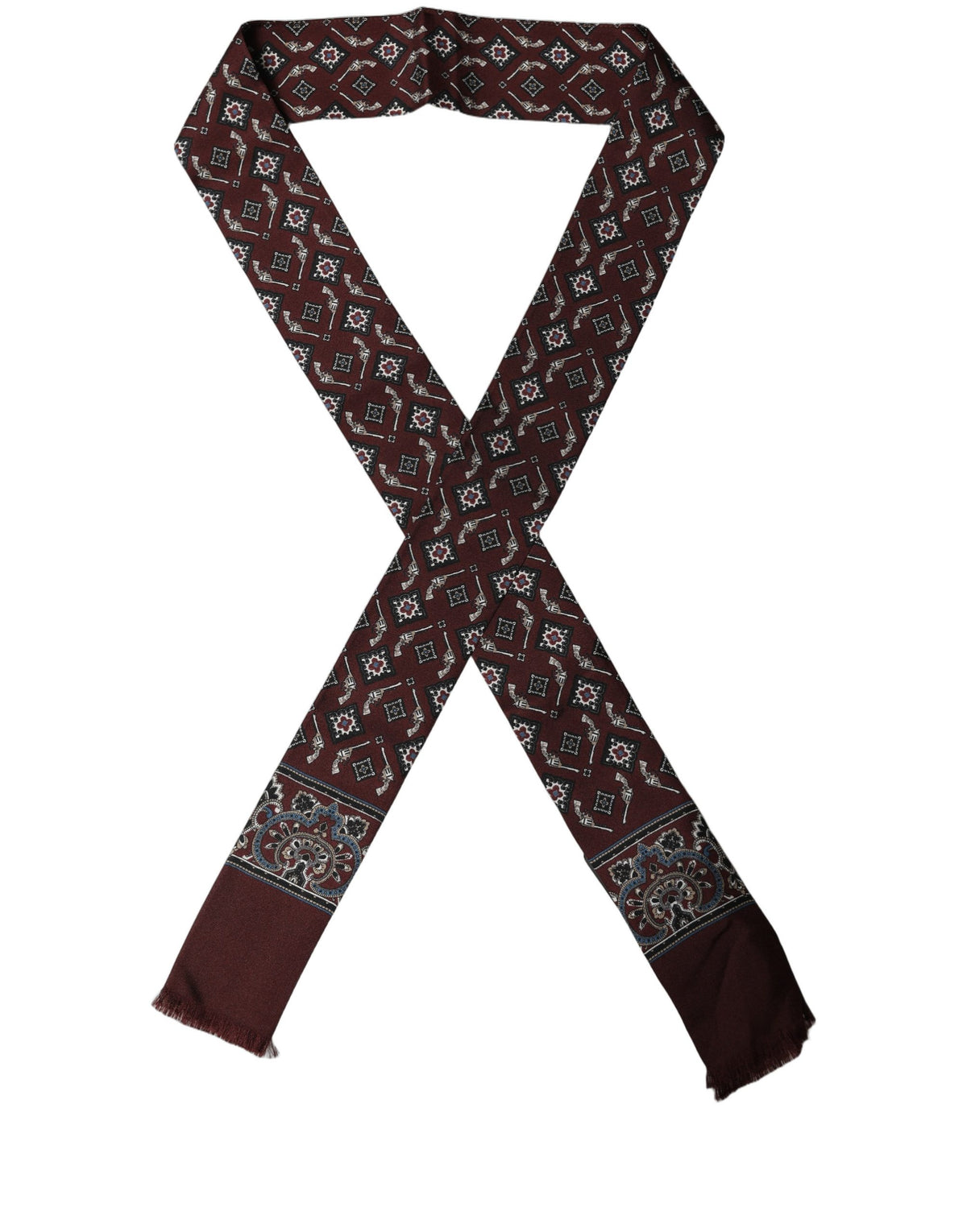 Dolce & Gabbana Burgundy Silk Skinny Scarf - Timeless Elegance