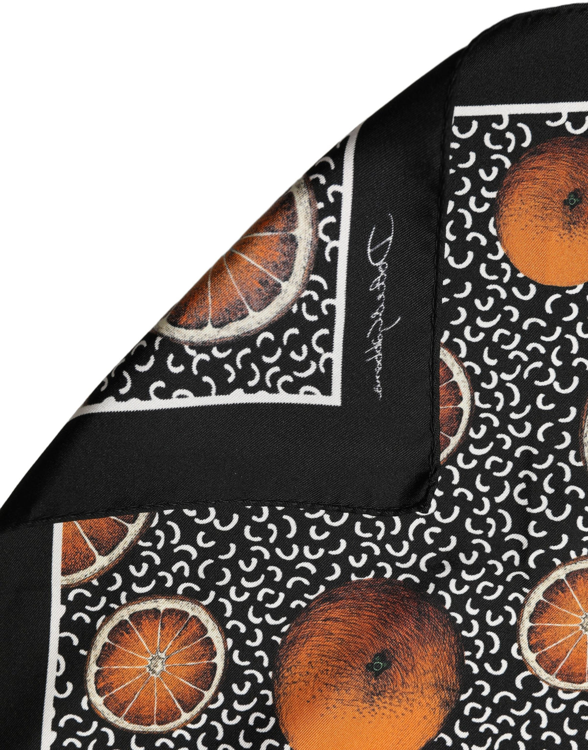 Dolce & Gabbana Black Silk Foulard Scarf with Citrus Design