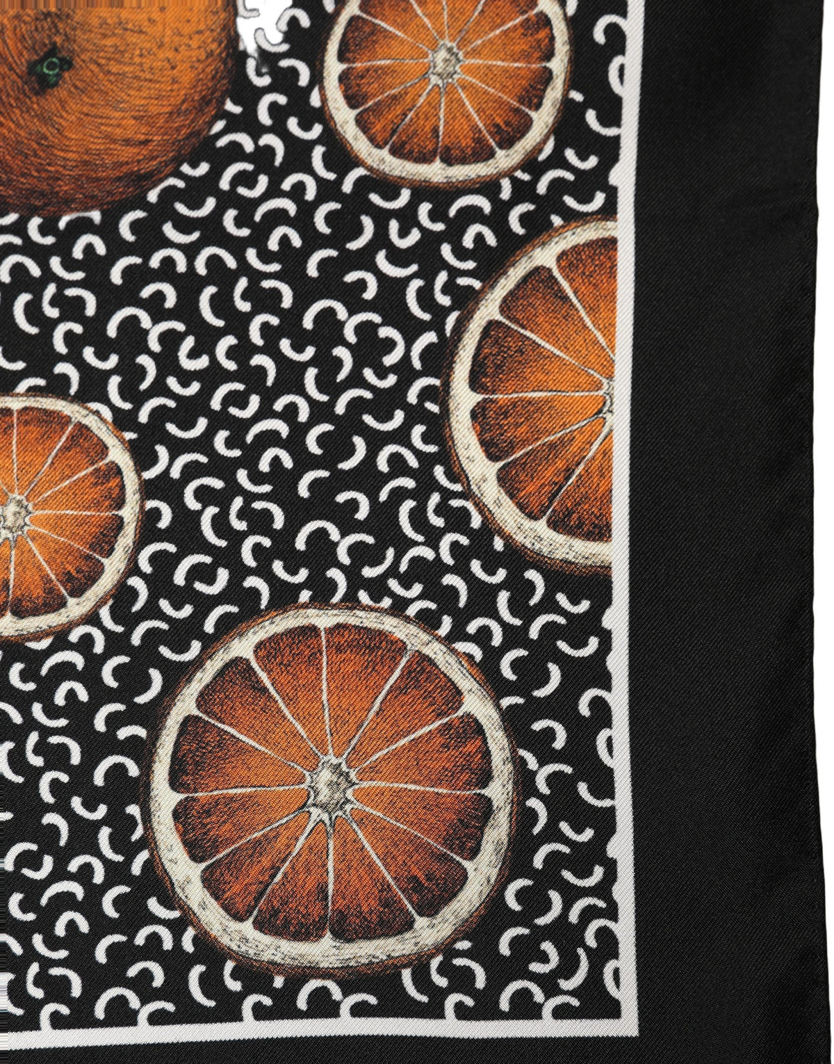 Dolce & Gabbana Black Silk Foulard Scarf with Citrus Design