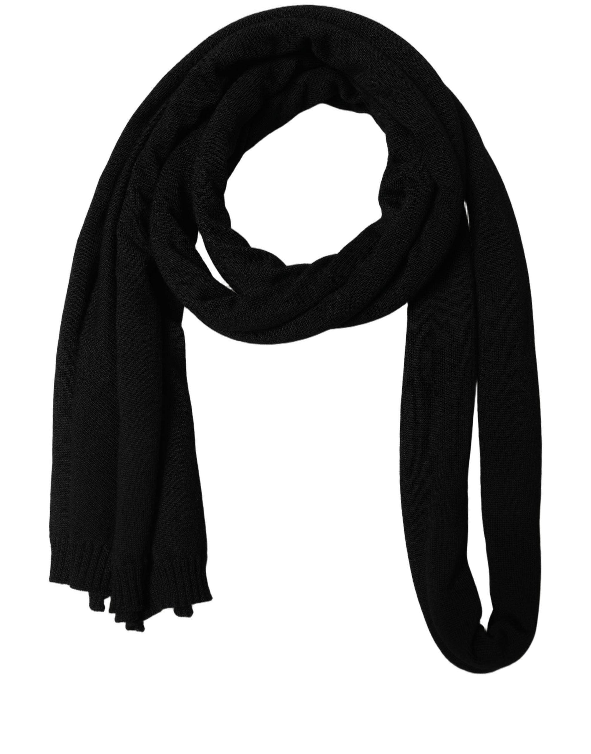 Dolce & Gabbana Black Wool Knitted Foulard Scarf - Timeless Luxury