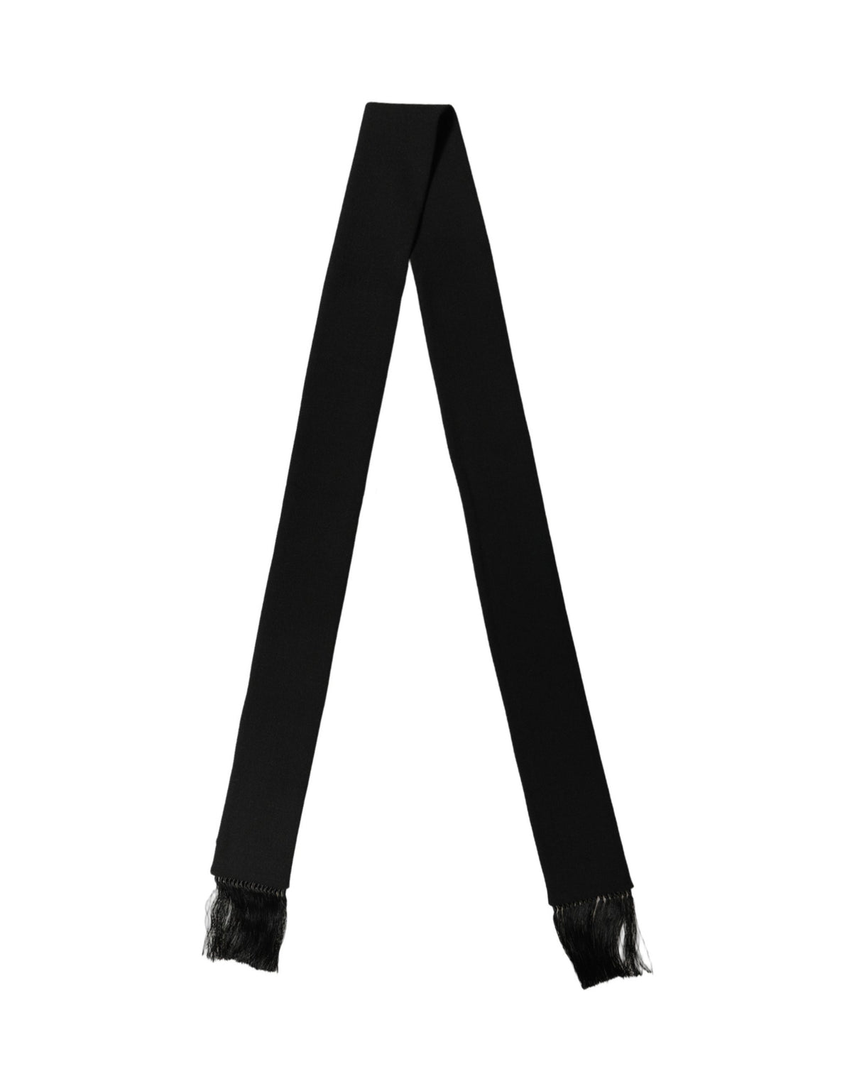 Dolce & Gabbana Black Wool Fringed Foulard Scarf - Luxury Elegance