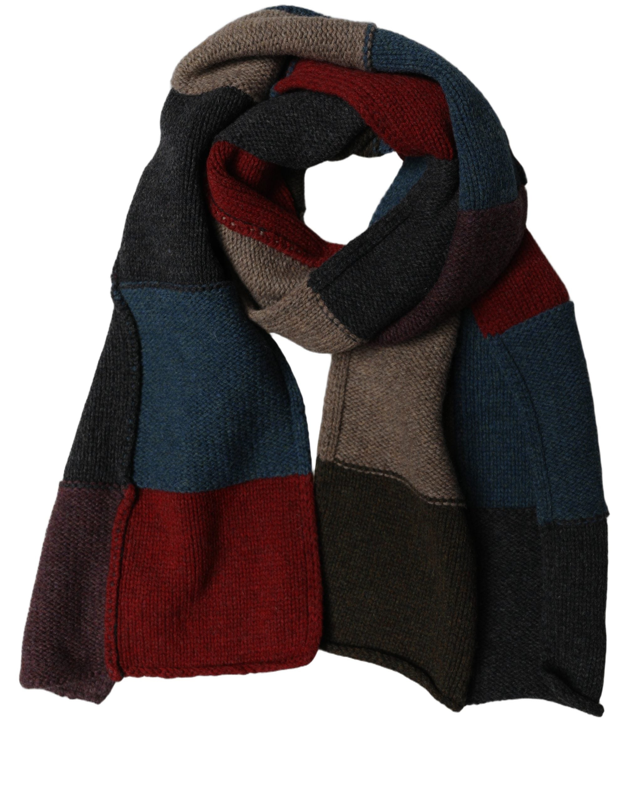 Dolce & Gabbana Multicolor Patchwork Knitted Scarf - Luxury Redefined