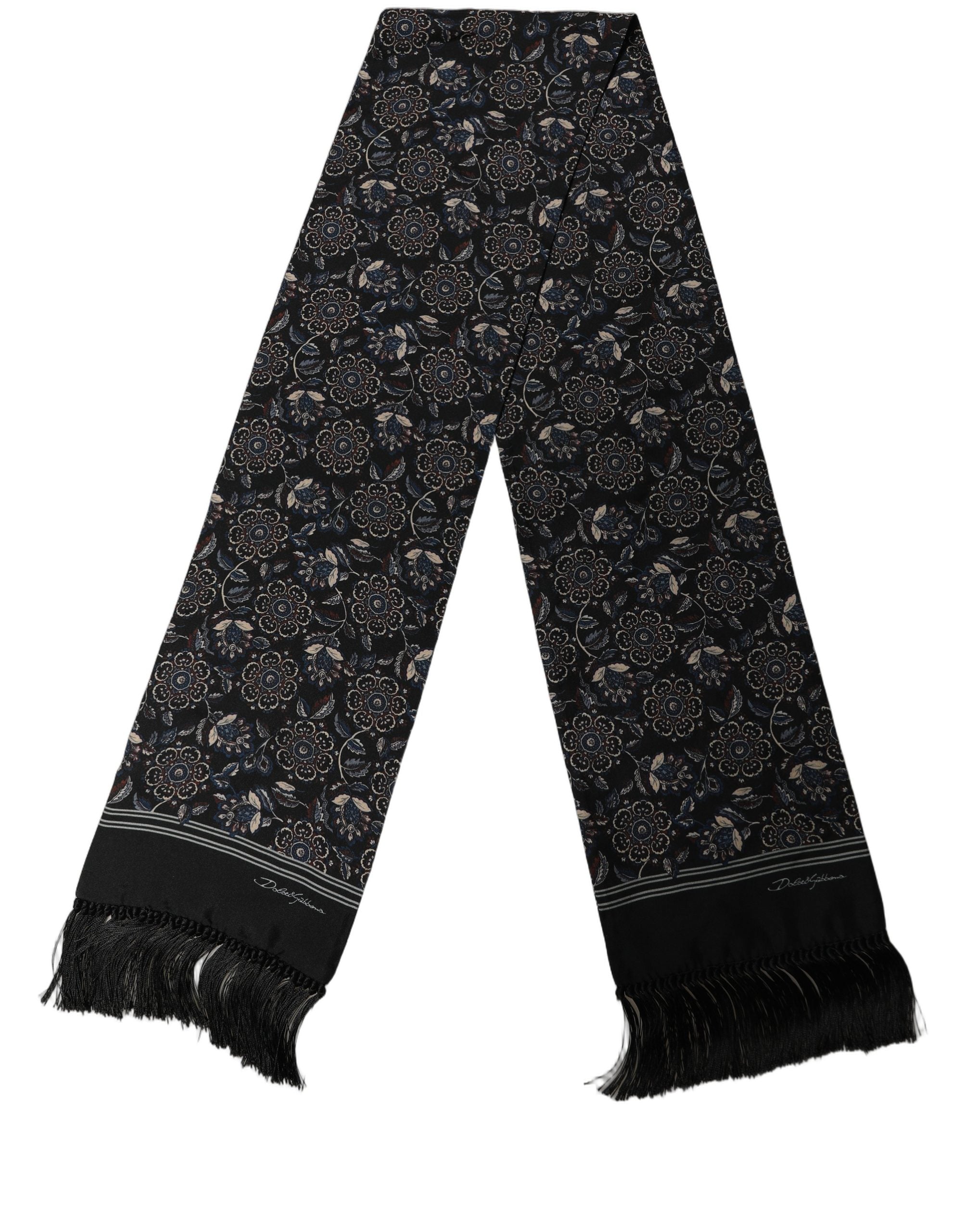 Dolce & Gabbana Silk Floral Paisley Fringed Shawl Scarf