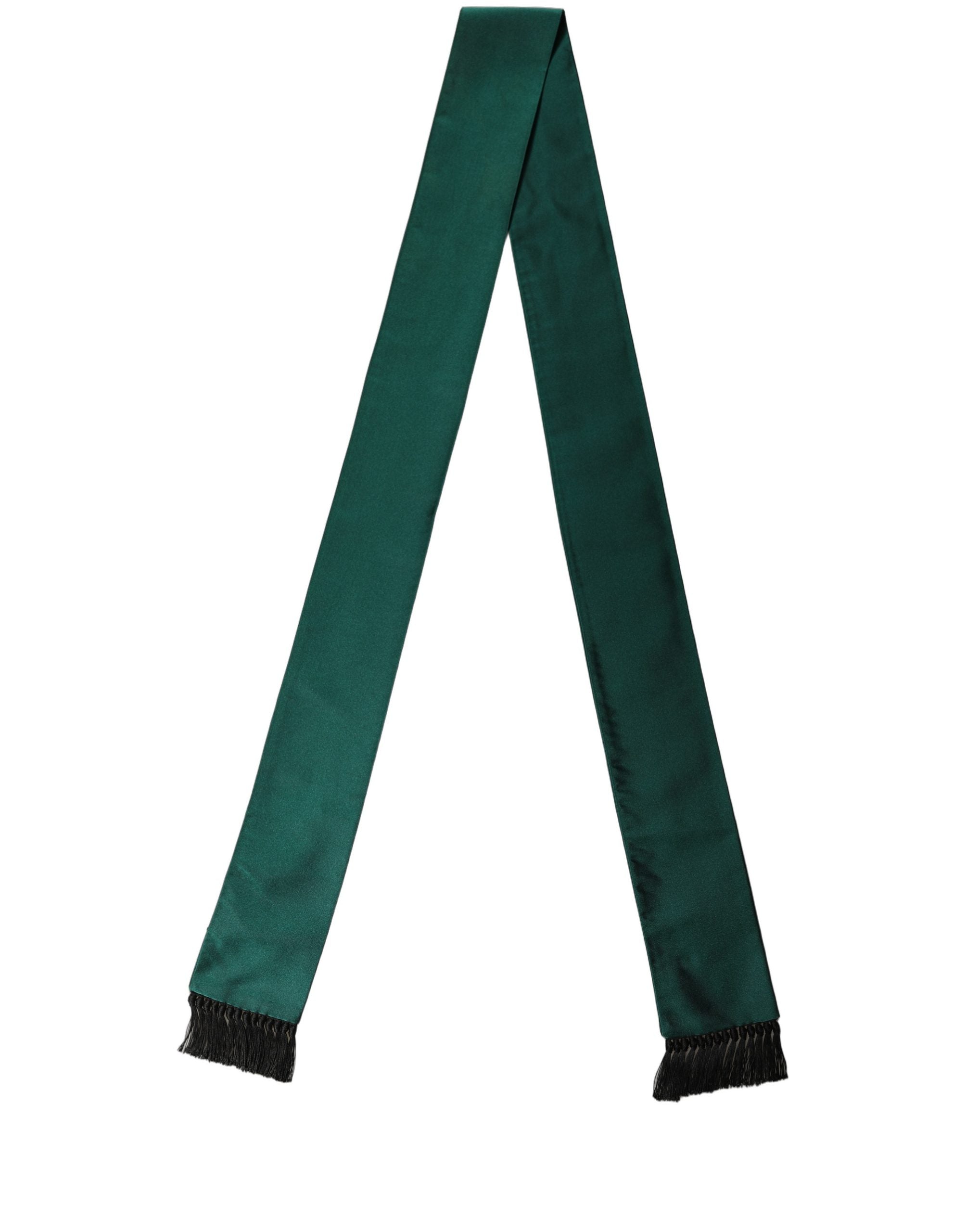 Dolce & Gabbana Green Satin Silk Lace Stole - Timeless Elegance